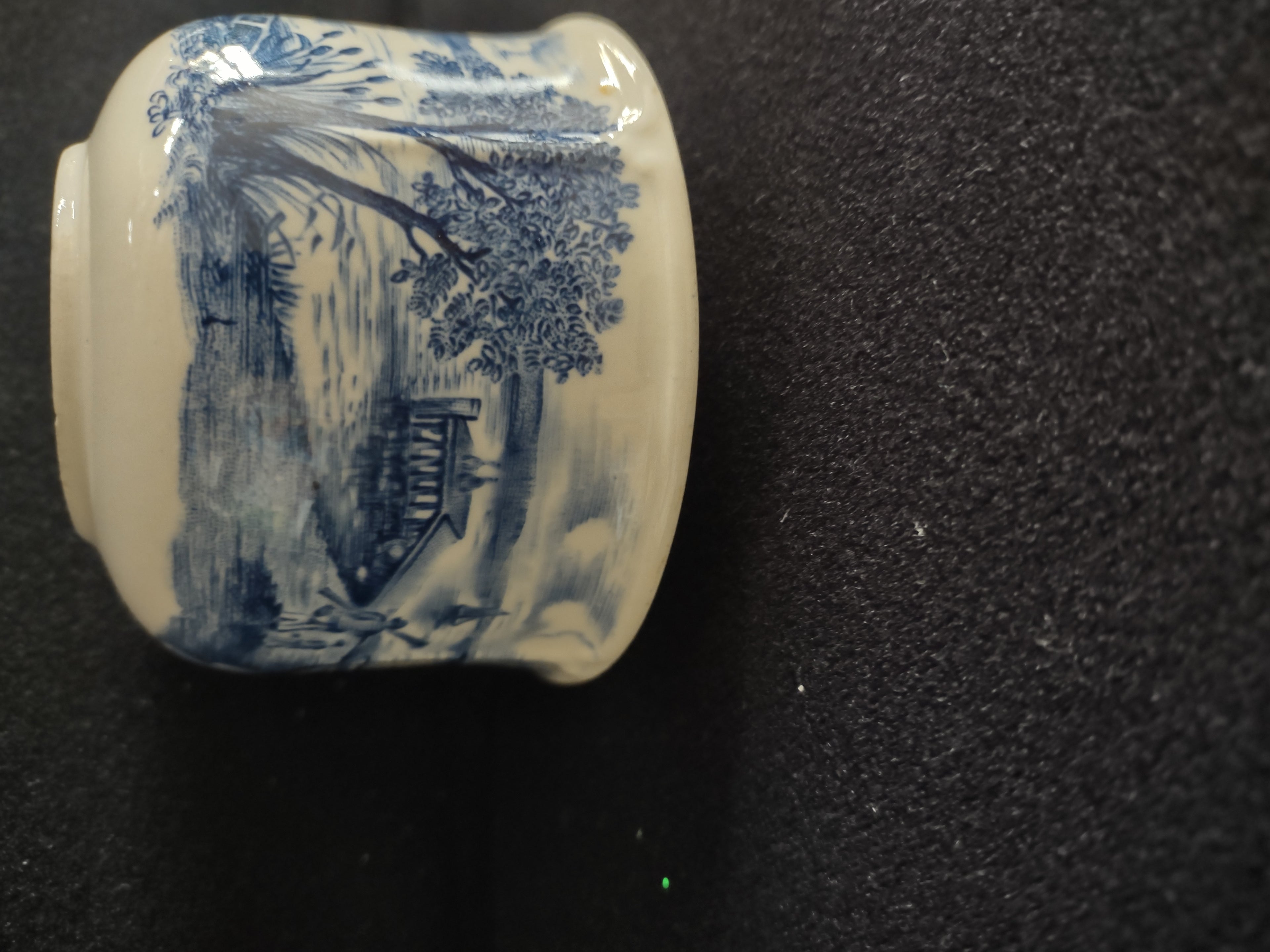 Vintage Staffordshire England Teacup Ironstone Blue Landscape (Lot 5637)