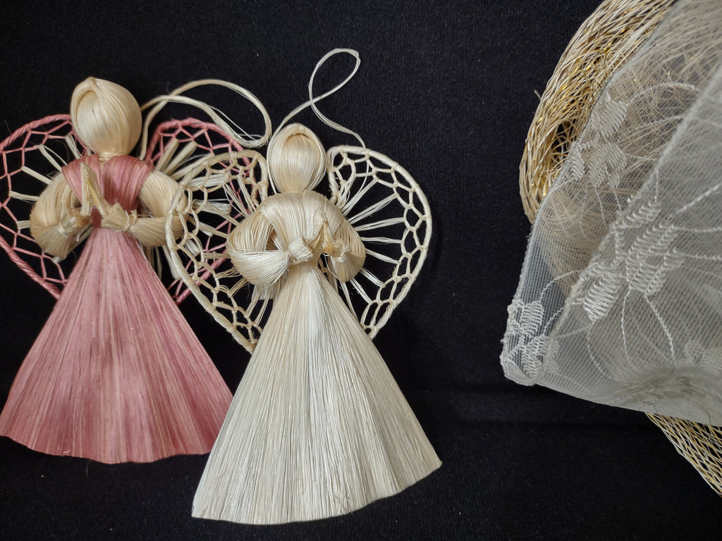 Set of 4 Straw Angels Christmas Ornament (lot 1759)