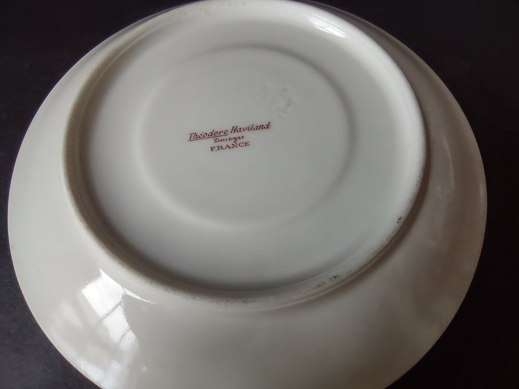 Haviland Limoges Saucer ONLY Pink White Cabbage Rose Moss (lot 910)
