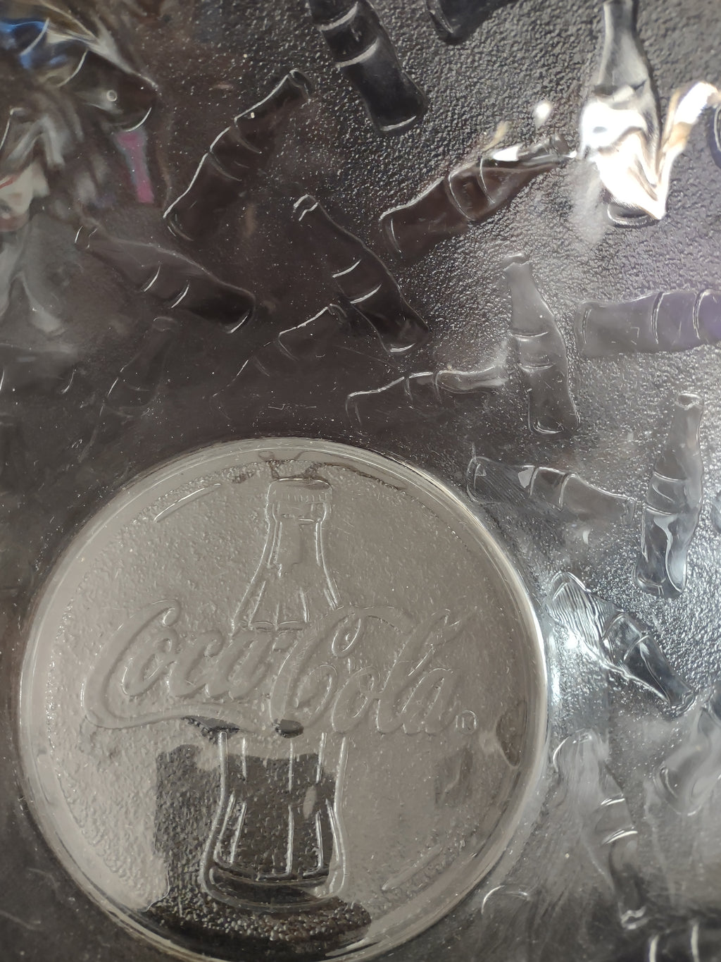 Vintage Coca Cola Chip Candy Bowl x 2 Embossed Bottles Design (Lot 3679)