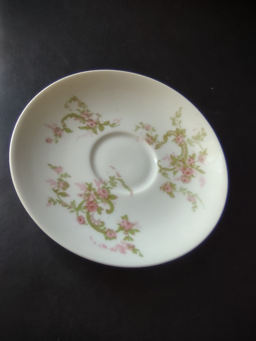Haviland Limoges Saucer ONLY Pink Rose Green Ribbon (lot 894)