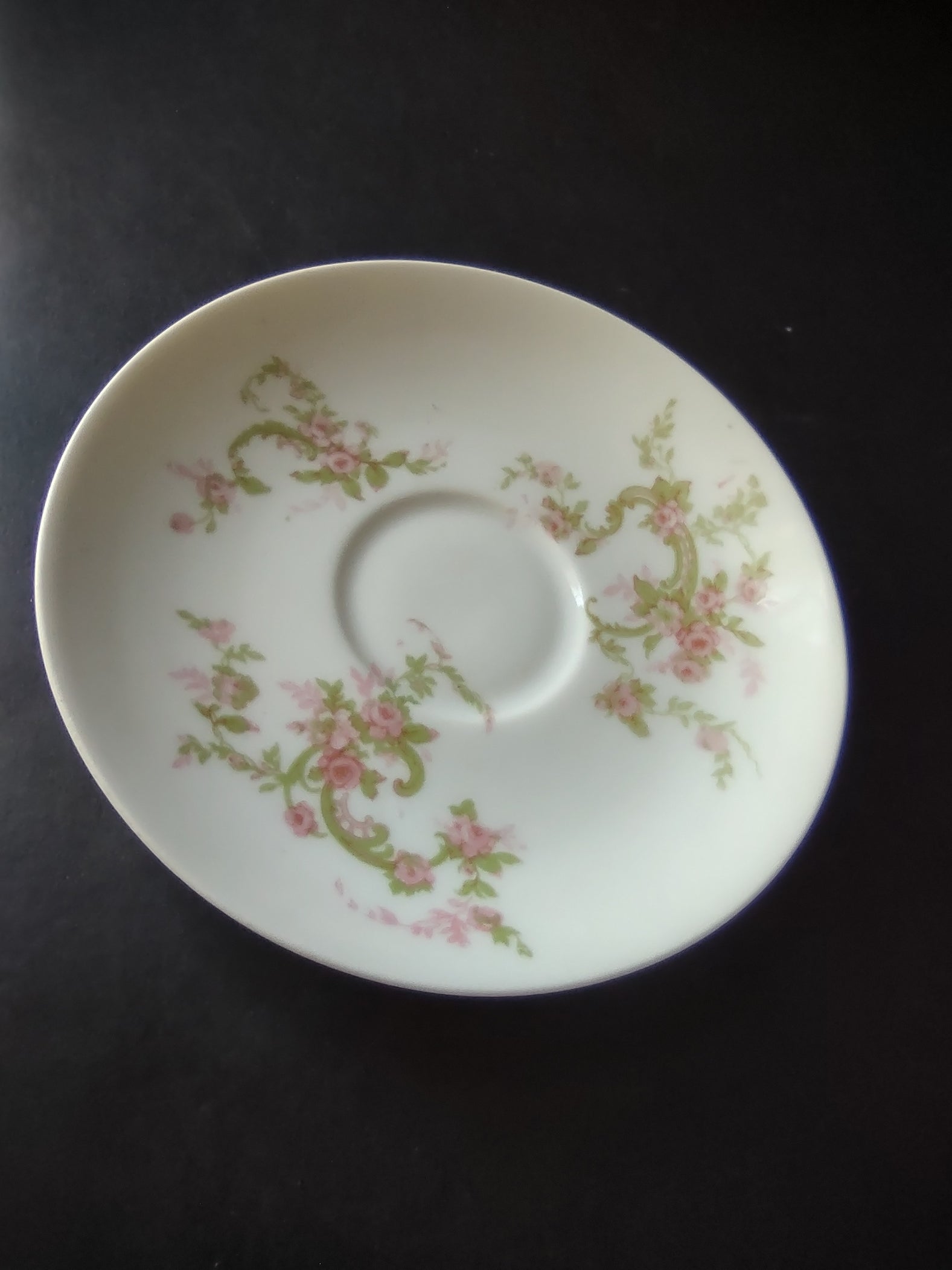 Haviland Limoges Saucer ONLY Pink Rose Green Ribbon (lot 894)