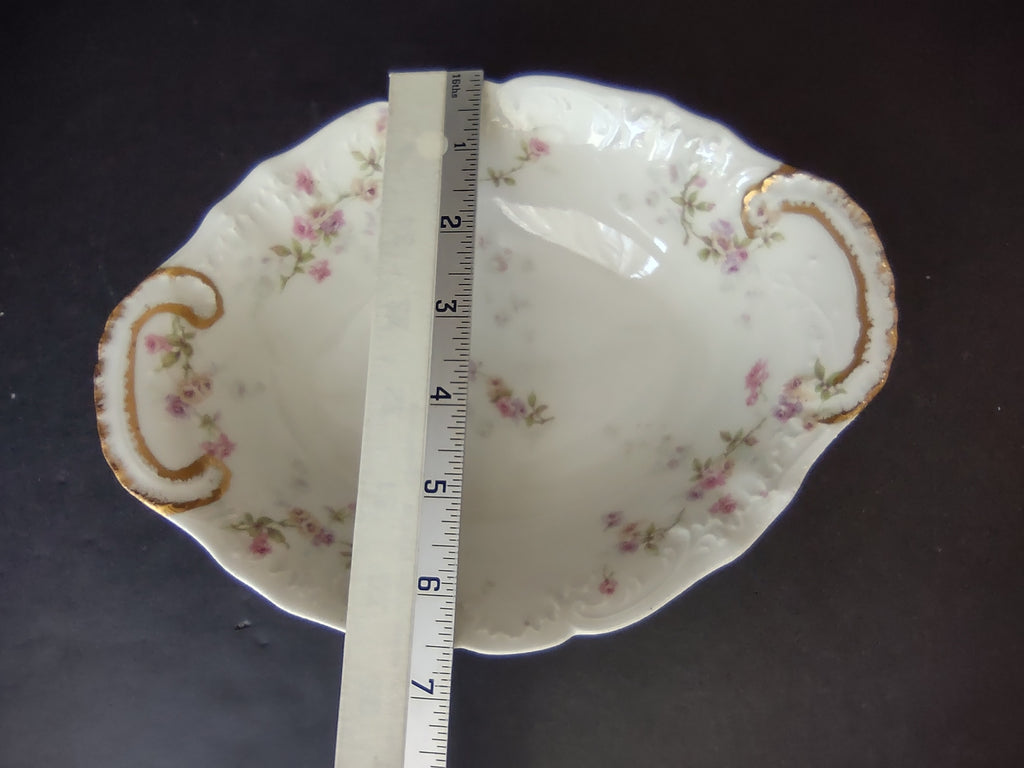 Haviland Limoges Serving Vegetable Bowl Pink Purple Yellow Rose (lot 849)