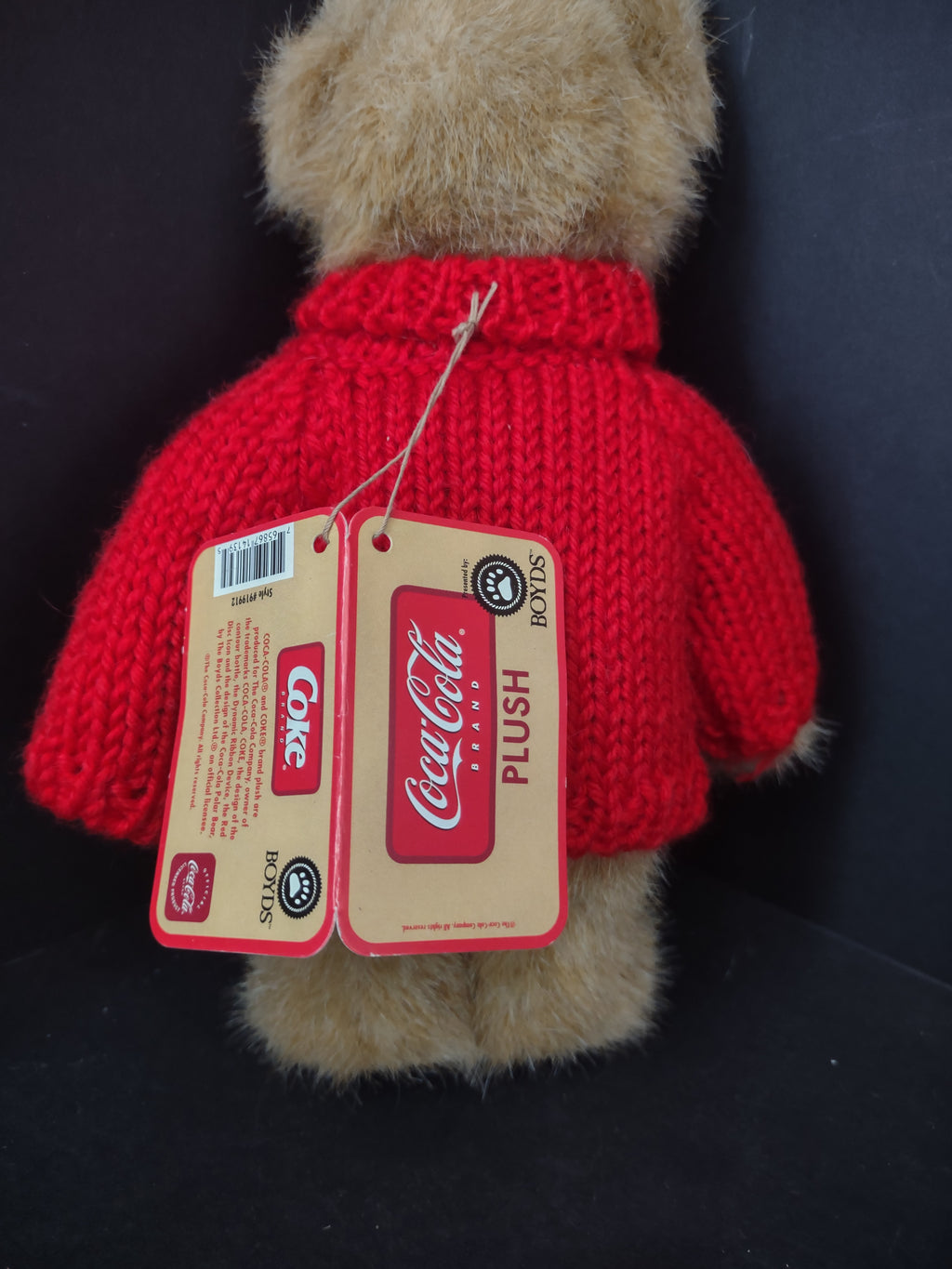 Vintage Collectible Coca-Cola Boyds Bear Plush Johnny Red Sweater 8" (lot 3128c)