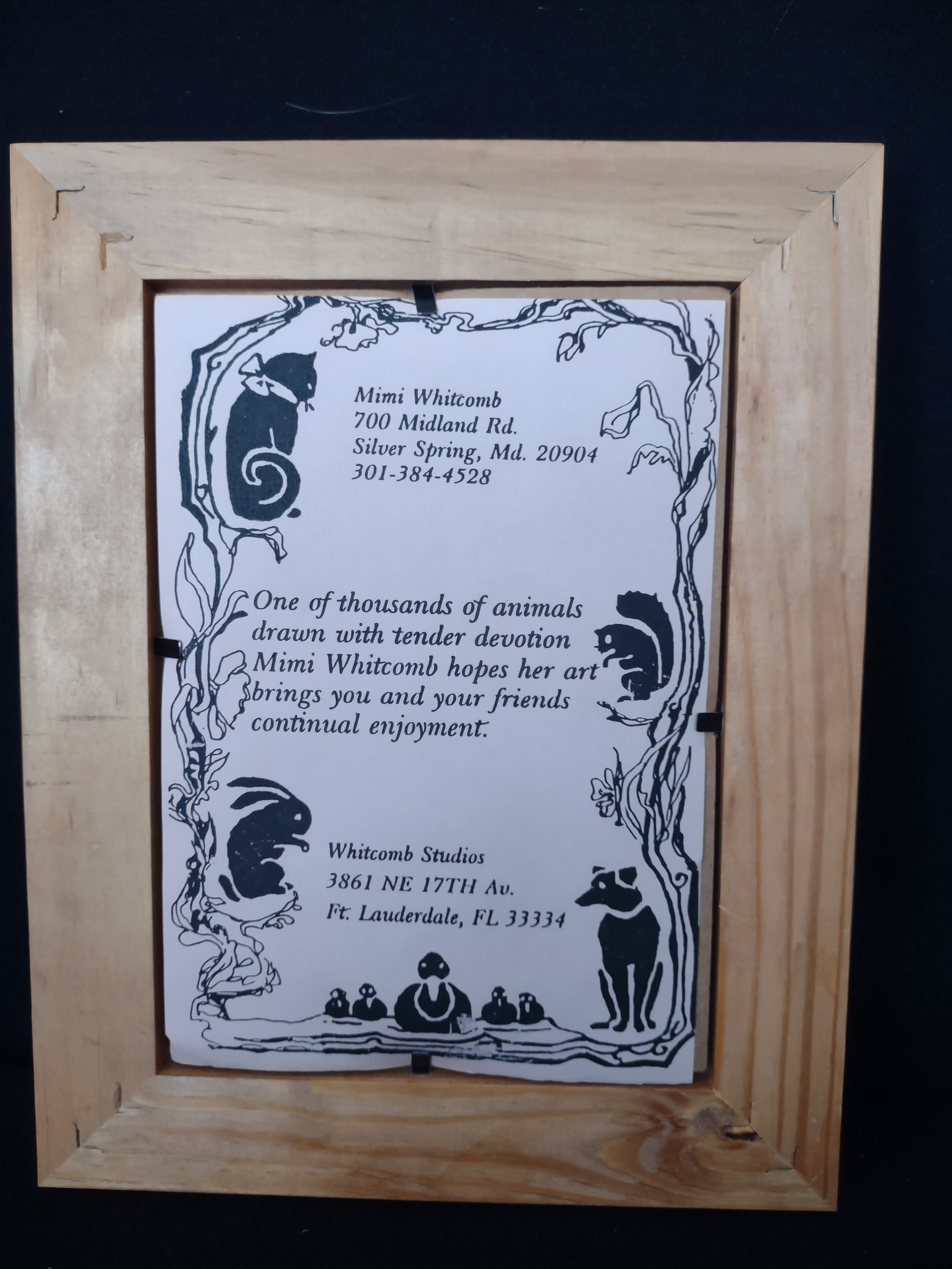 Set 2 Pictures Mimi Whitcomb Studios Cat Wooden Frames (lot 1773)