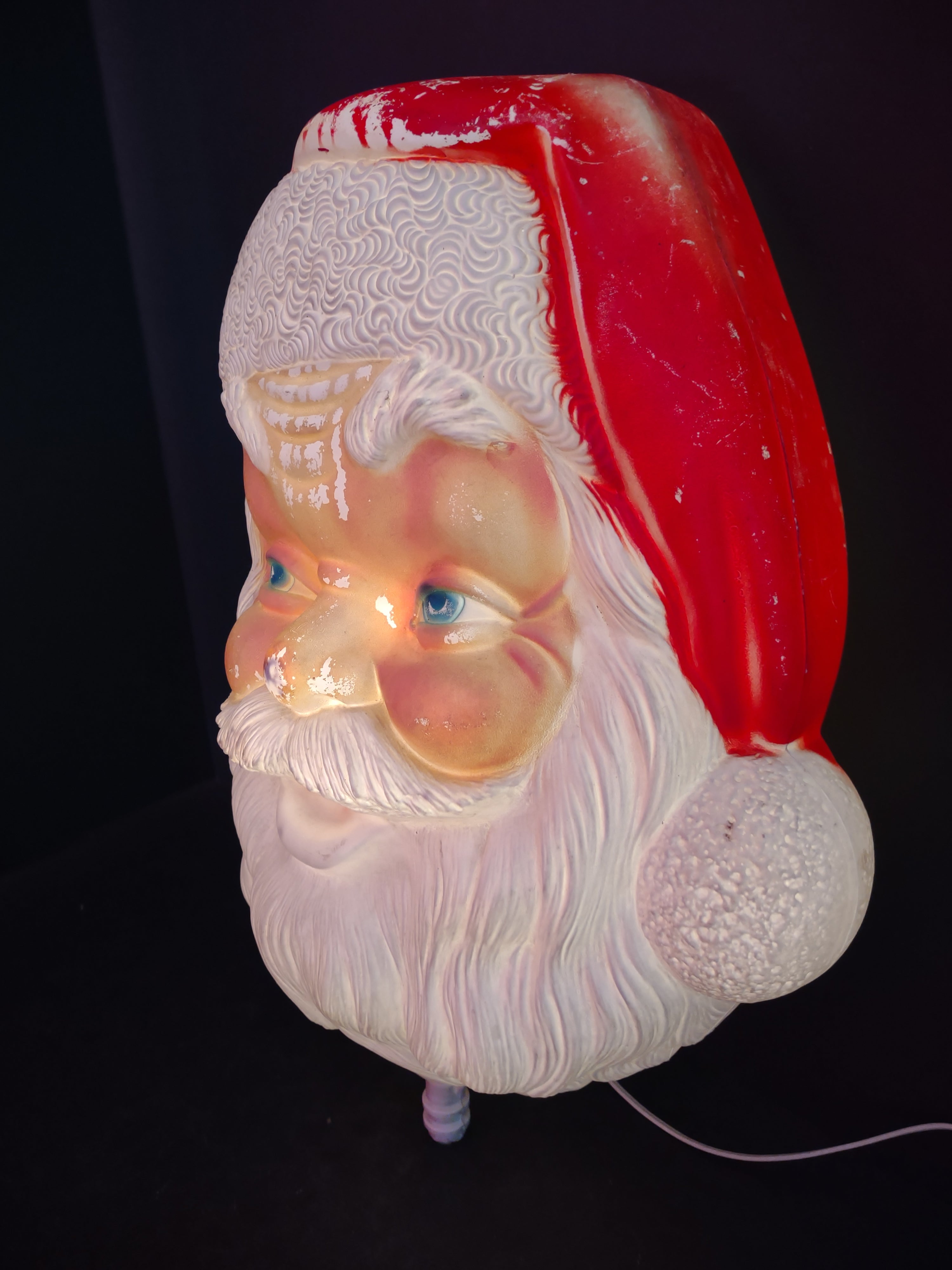 Vintage Empire 1960 Santa Face Christmas Light Up Blow Mold 17" Rare (lot 3444)
