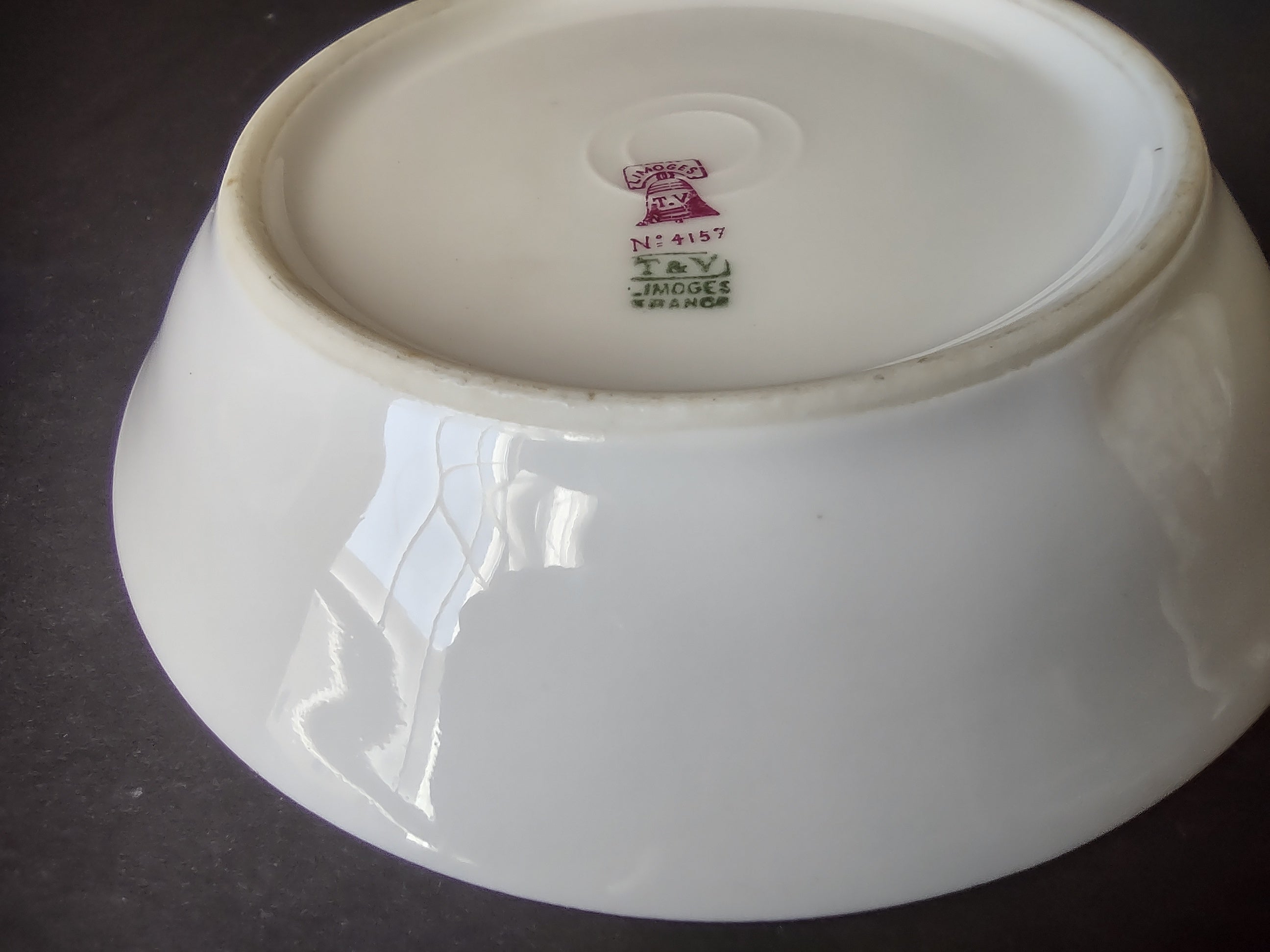 T & V Limoges France Small Bowl Gold Black Decor (lot 1067)