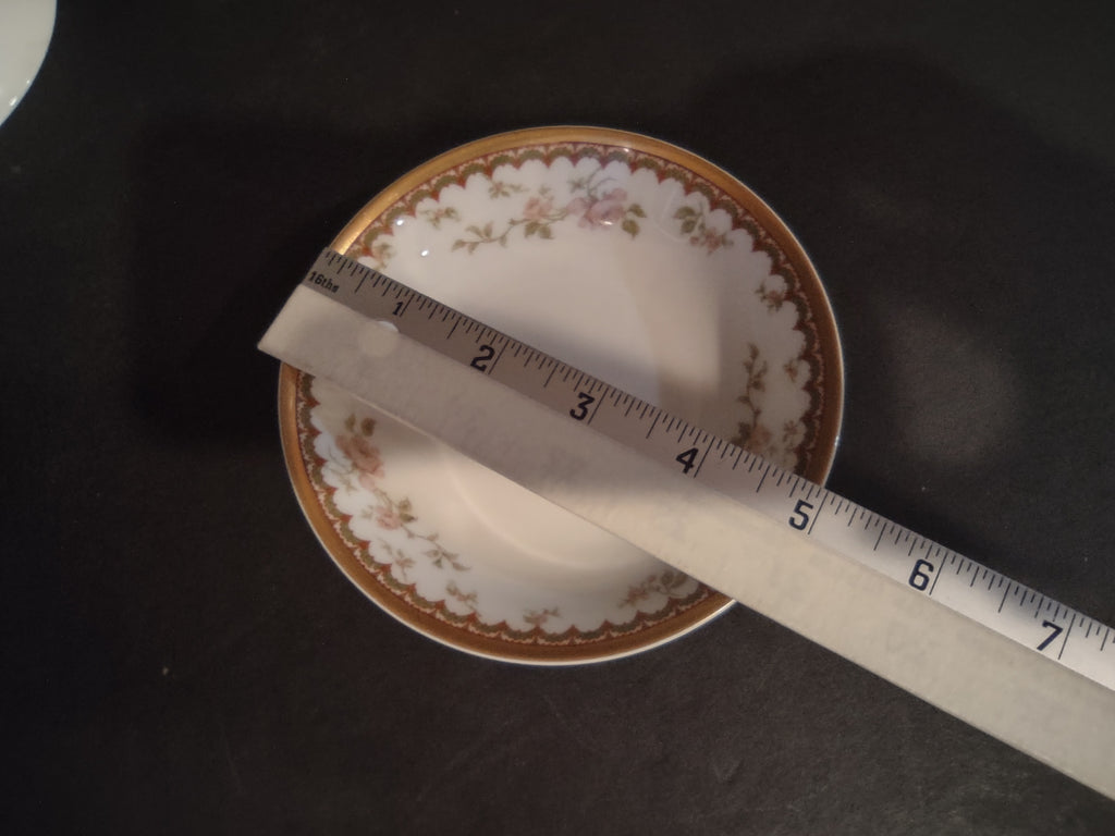Haviland Limoges French Chic Rose Maroon Green 2 x Cranberry Bowl (lot 1092)