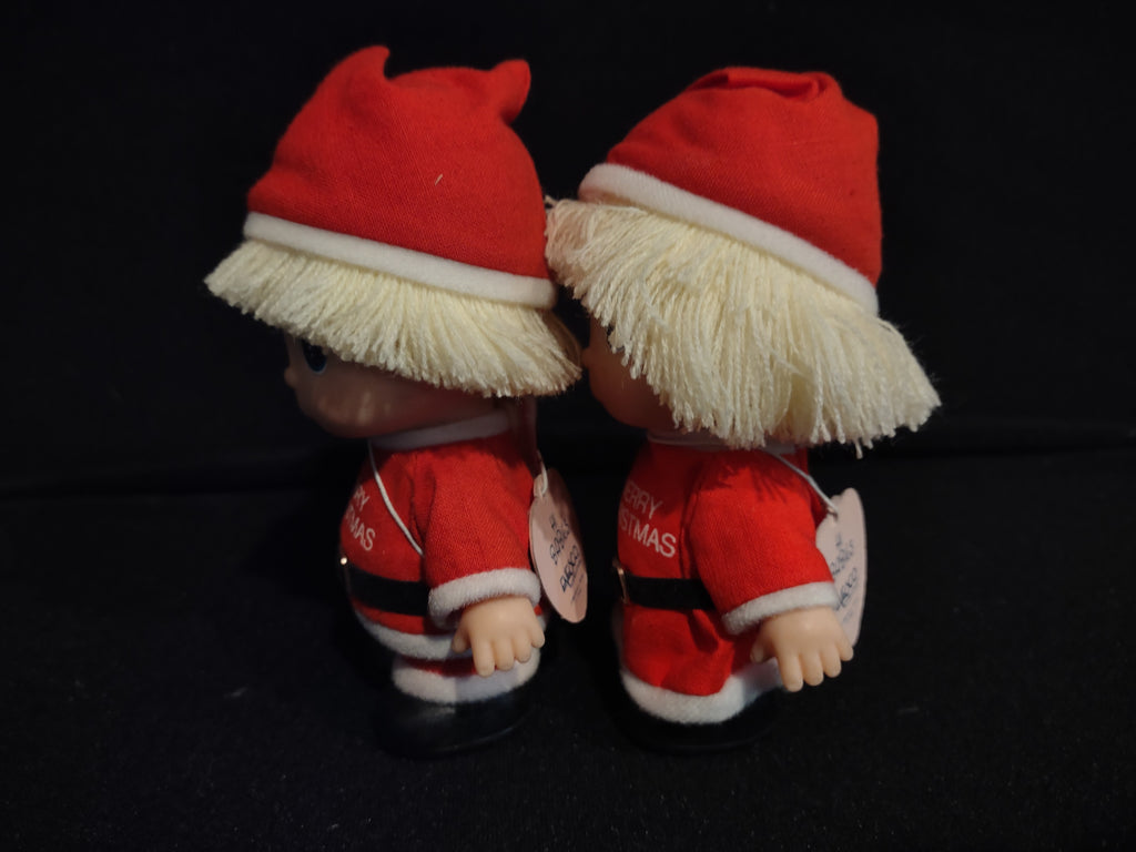 Vintage Christmas Precious Moments Hi Babies Santa Boy and Girl (lot 2446)