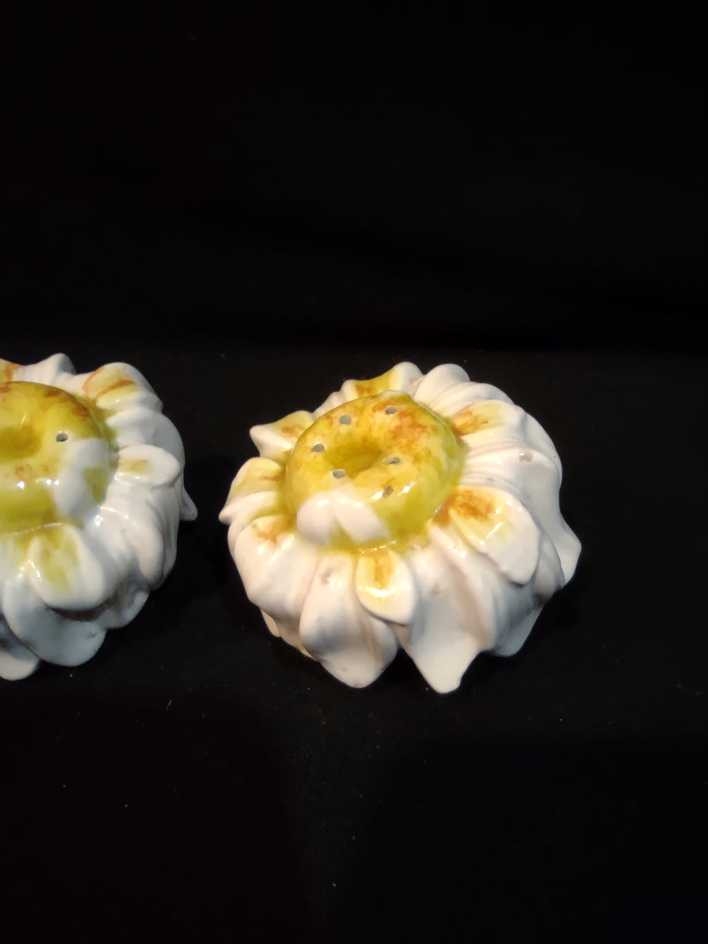 Vintage Salt and Pepper Shaker Ceramic Daisy Made in Italy (lot 5376)