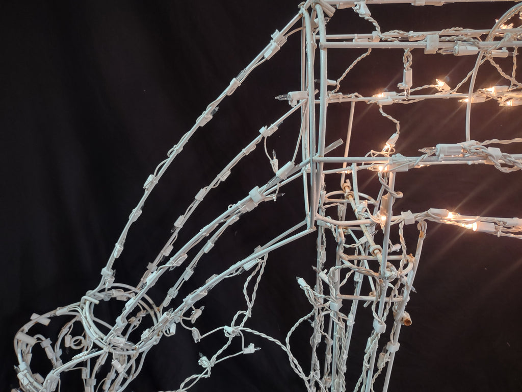 Vintage Christmas White Wire Deer Doe 34" Tall Large IMPERFECT (lot 2413)