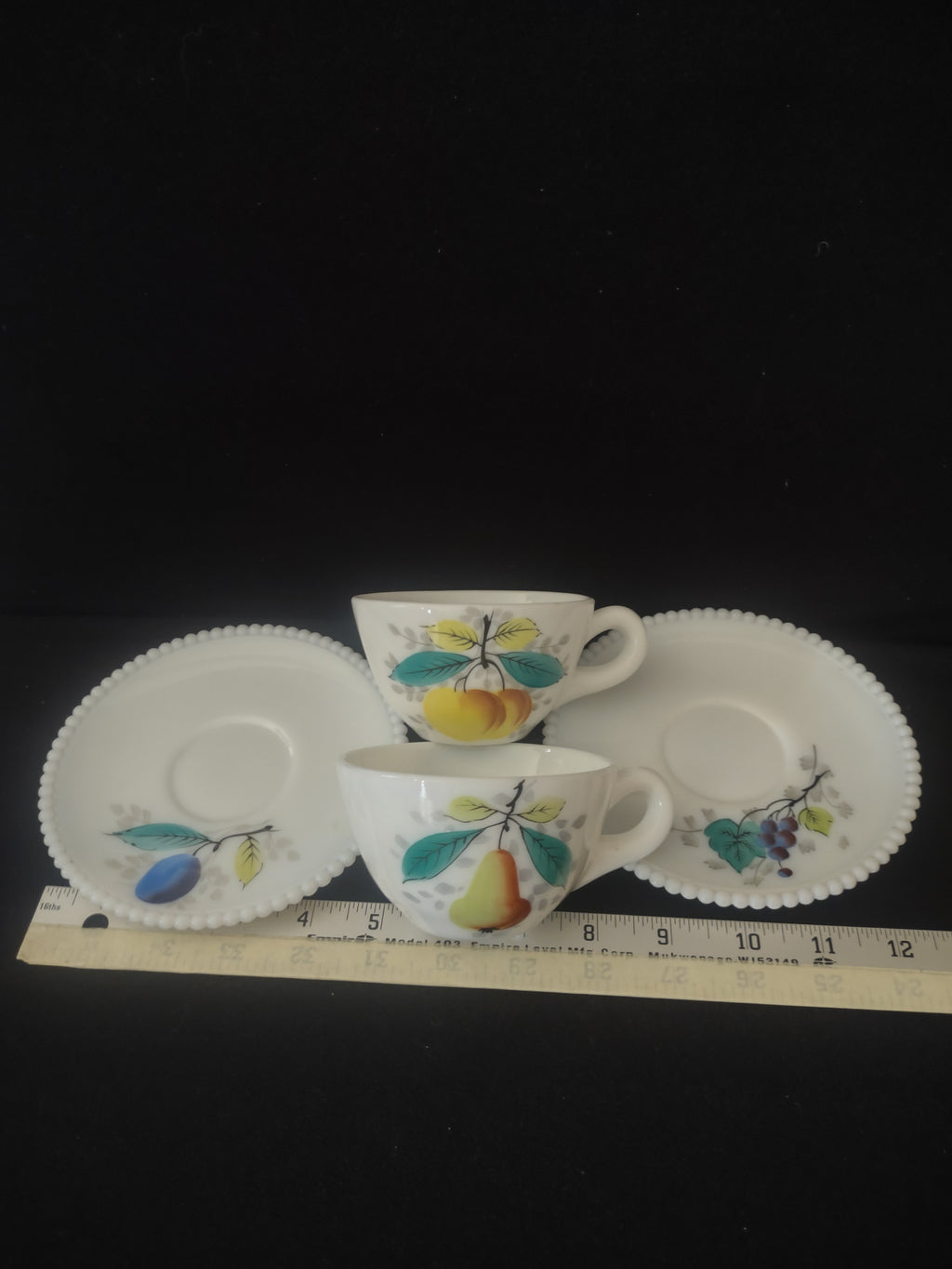 Vintage Westmoreland Fruit Tea Cup/Saucer Mixed Pear Grape (Lot 2931t)