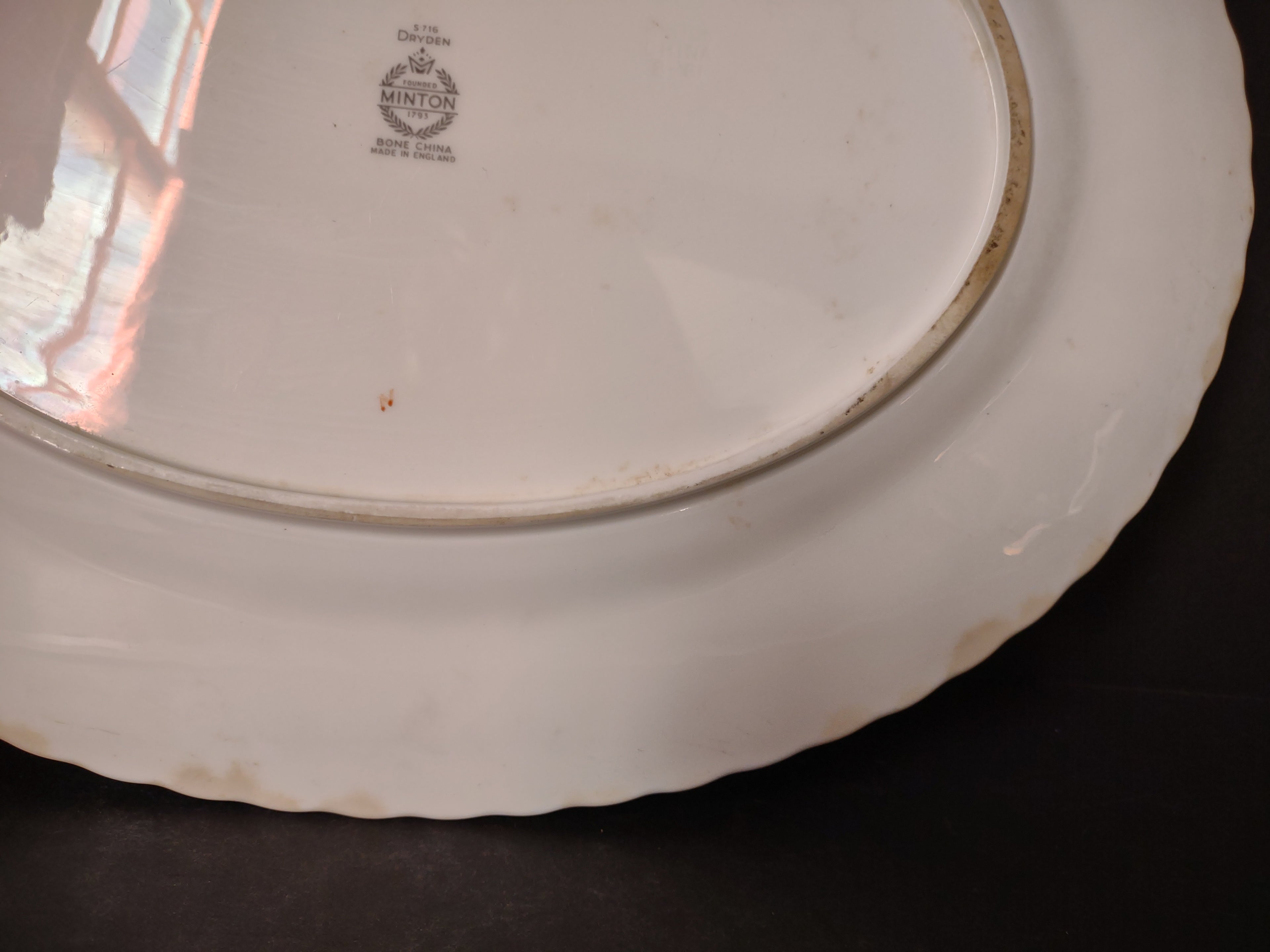 Vintage Minton England Bone Dryden Large Serving Platter IMPERFECT (lot 5460)