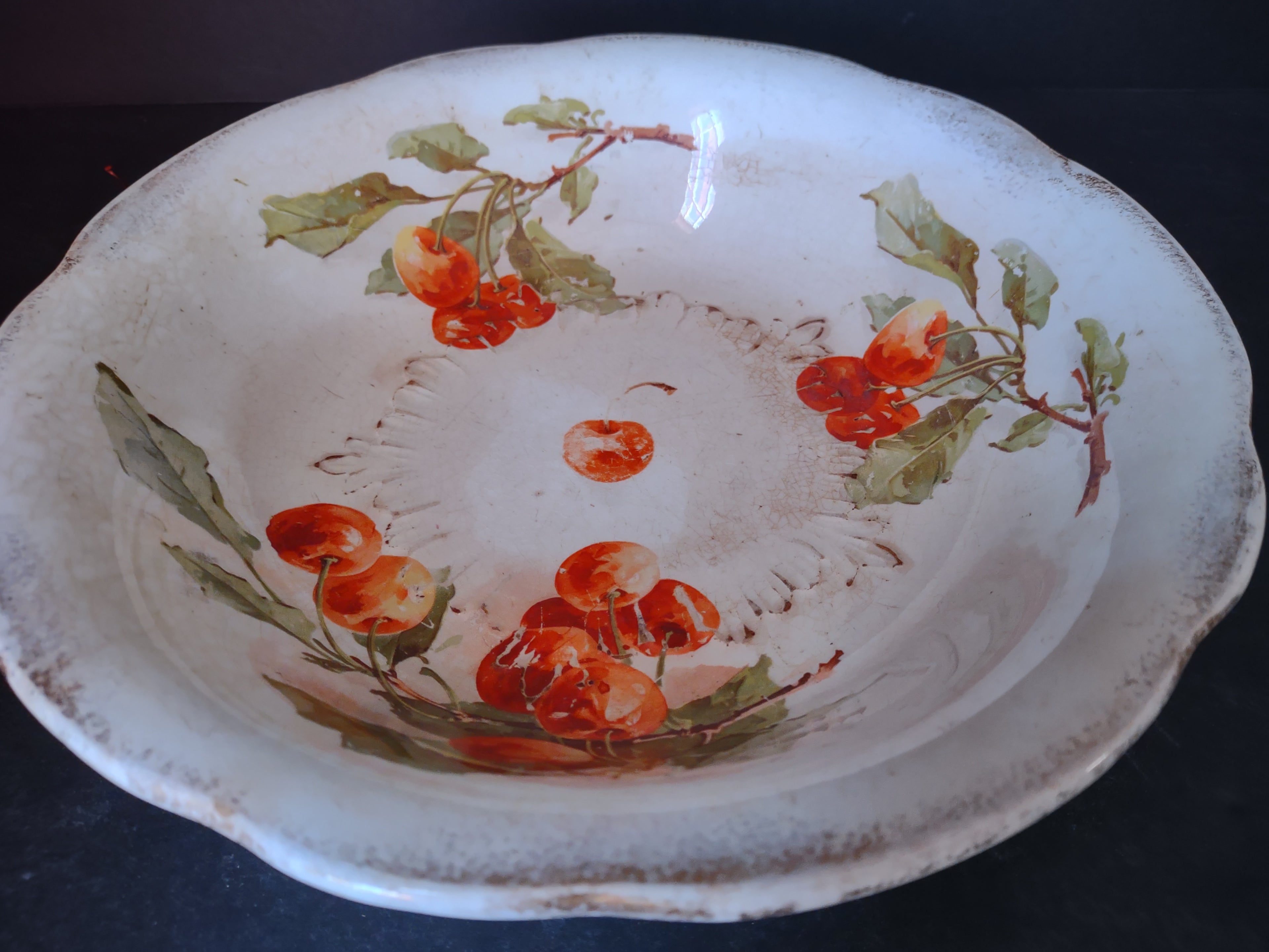 Vintage Bowl Heavy Crazing Anchor Pottery Farmhouse Semi-Porcelain (lot 3432t)