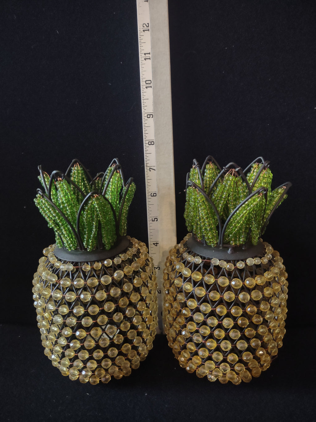 Beaded Pineapple Tea Light Holders Set Of 2 Candle NOT Included (Lot 4573)
