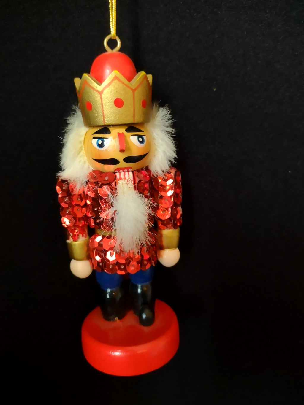 Christmas Soldier Nutcracker Village Ornaments Handcrafted Blue Red (lot 1598)