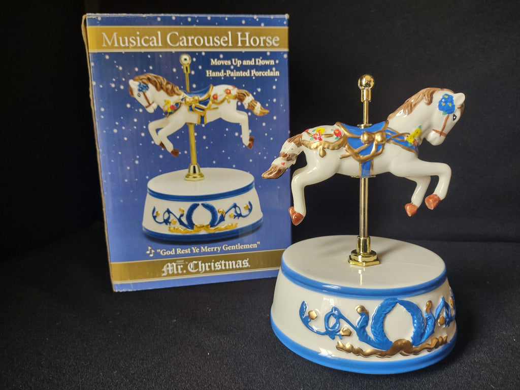 Mr Christmas Musical Carousel Horse "Merry Gentlemen" IMPERFECT (lot 1584)