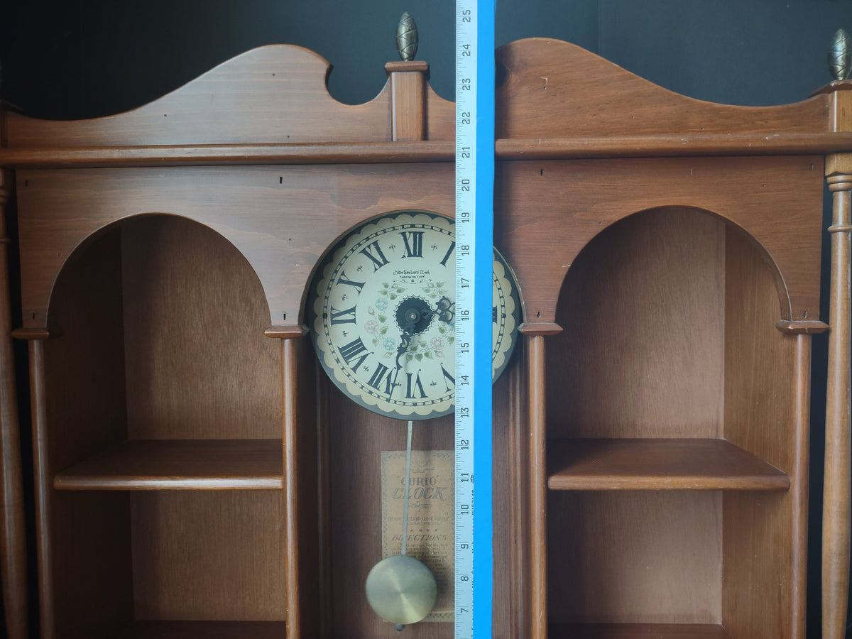 Vintage New England Clock Co Curio Cabinet Wall Clock [7256]