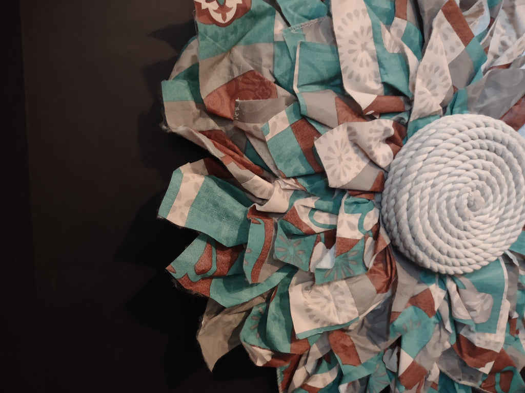Front Door Wreath Spring Turquoise Brown Decor (lot 1366)