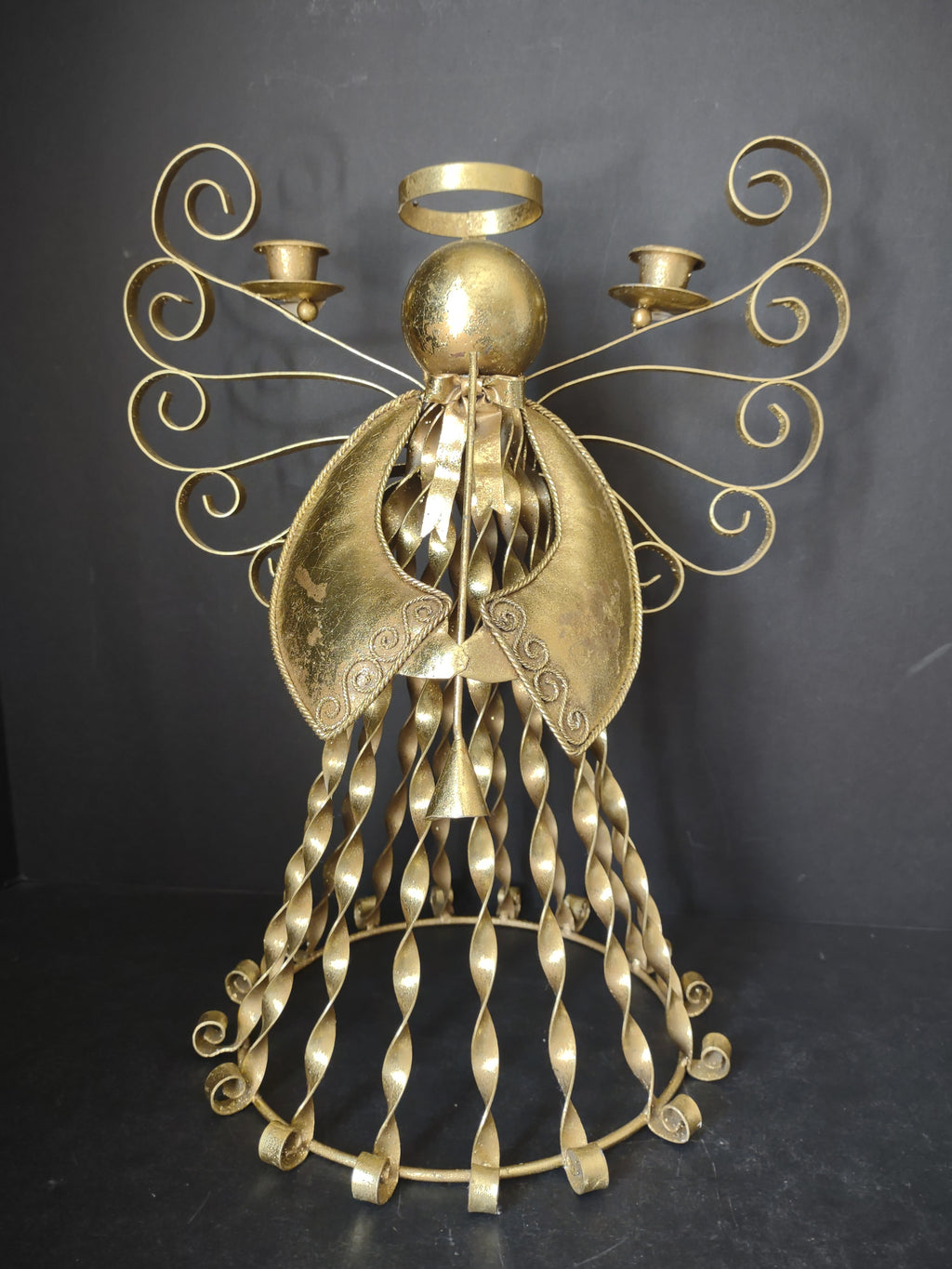 Christmas Golden Angel Metal Candle Holder 15" (lot 2720c)