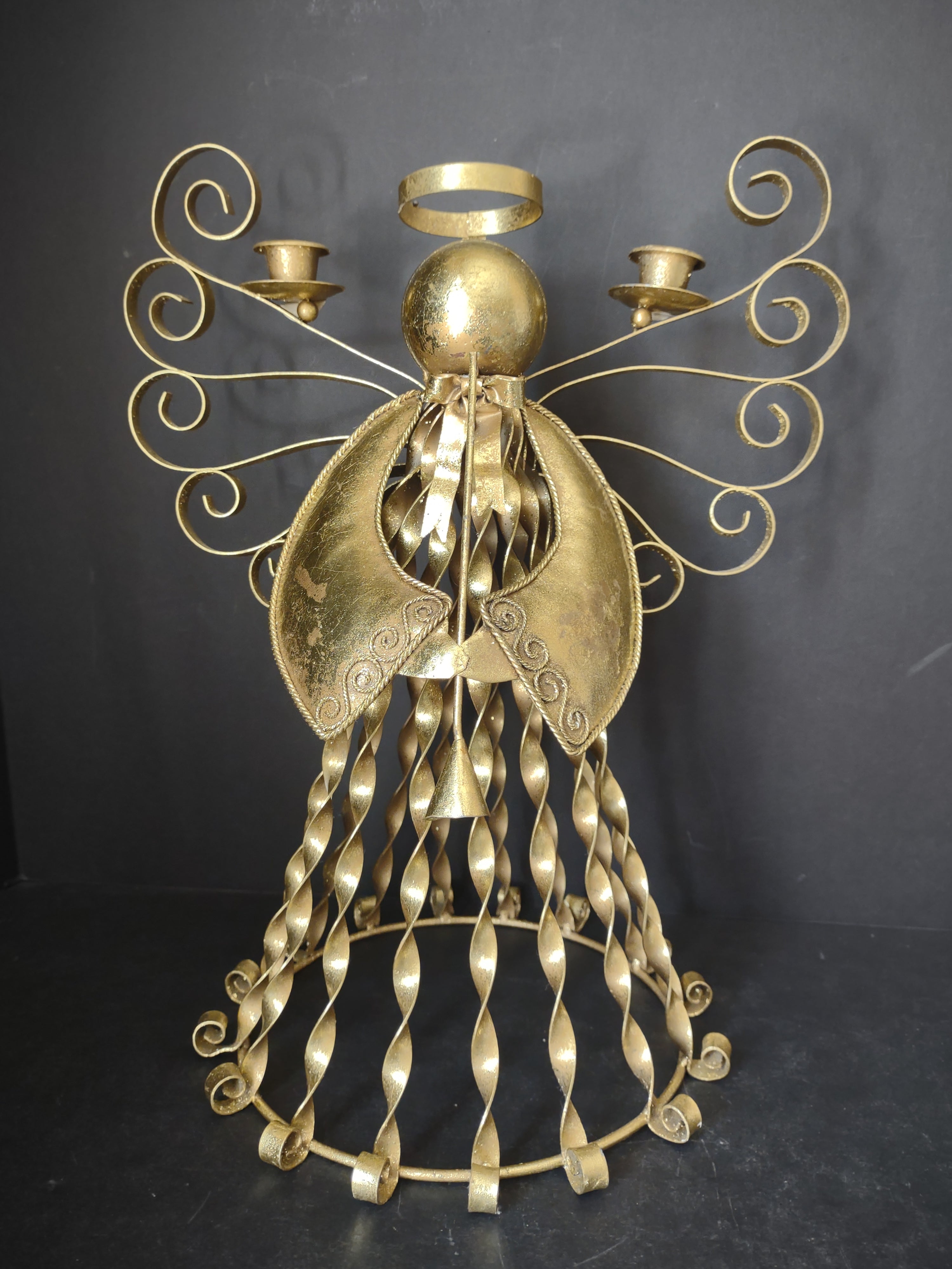 Christmas Golden Angel Metal Candle Holder 15" (lot 2720c)