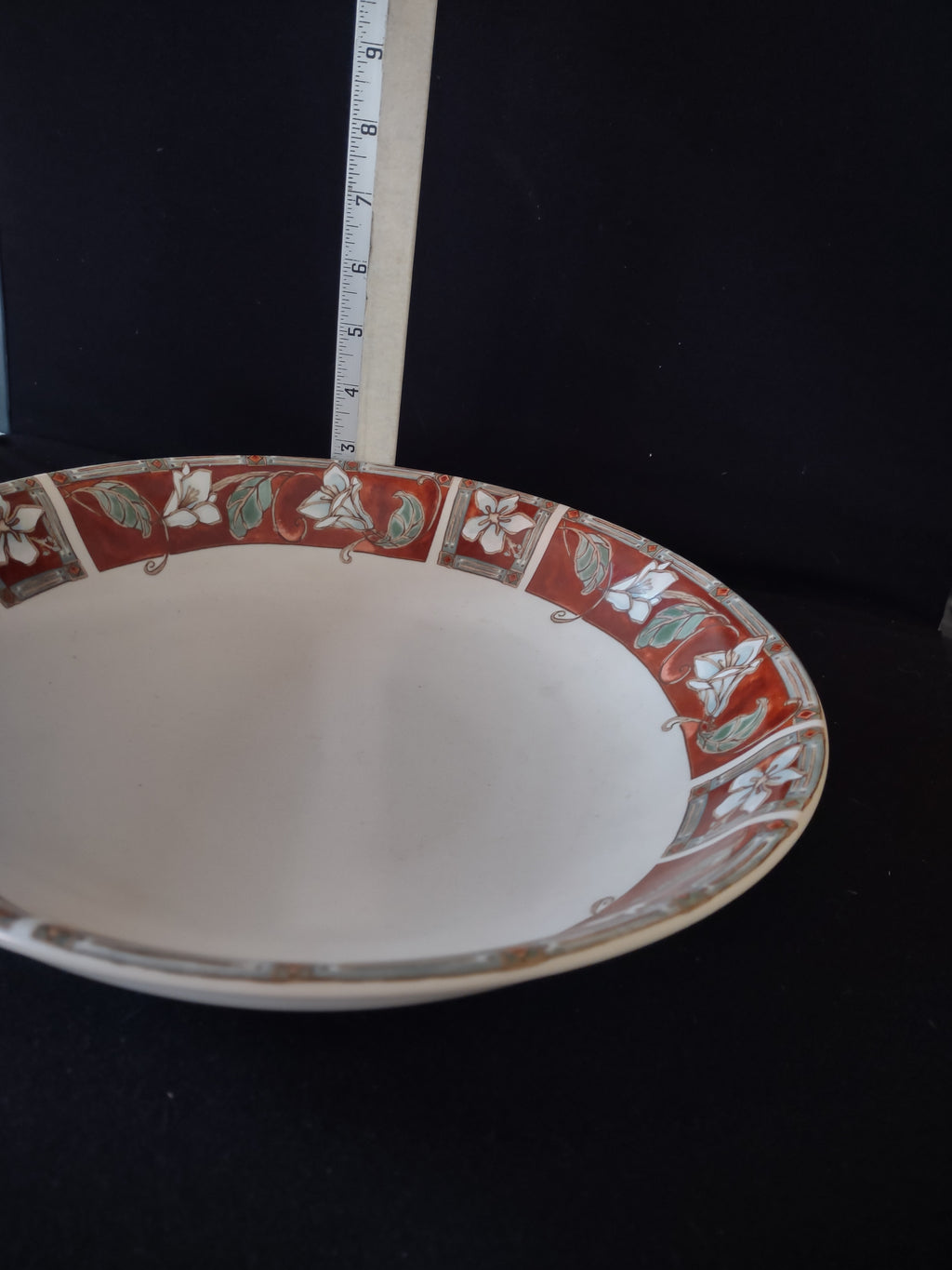 Vintage Pfaltzgraff USA 12" Large Serving Bowl Mission Flower (lot 5270)