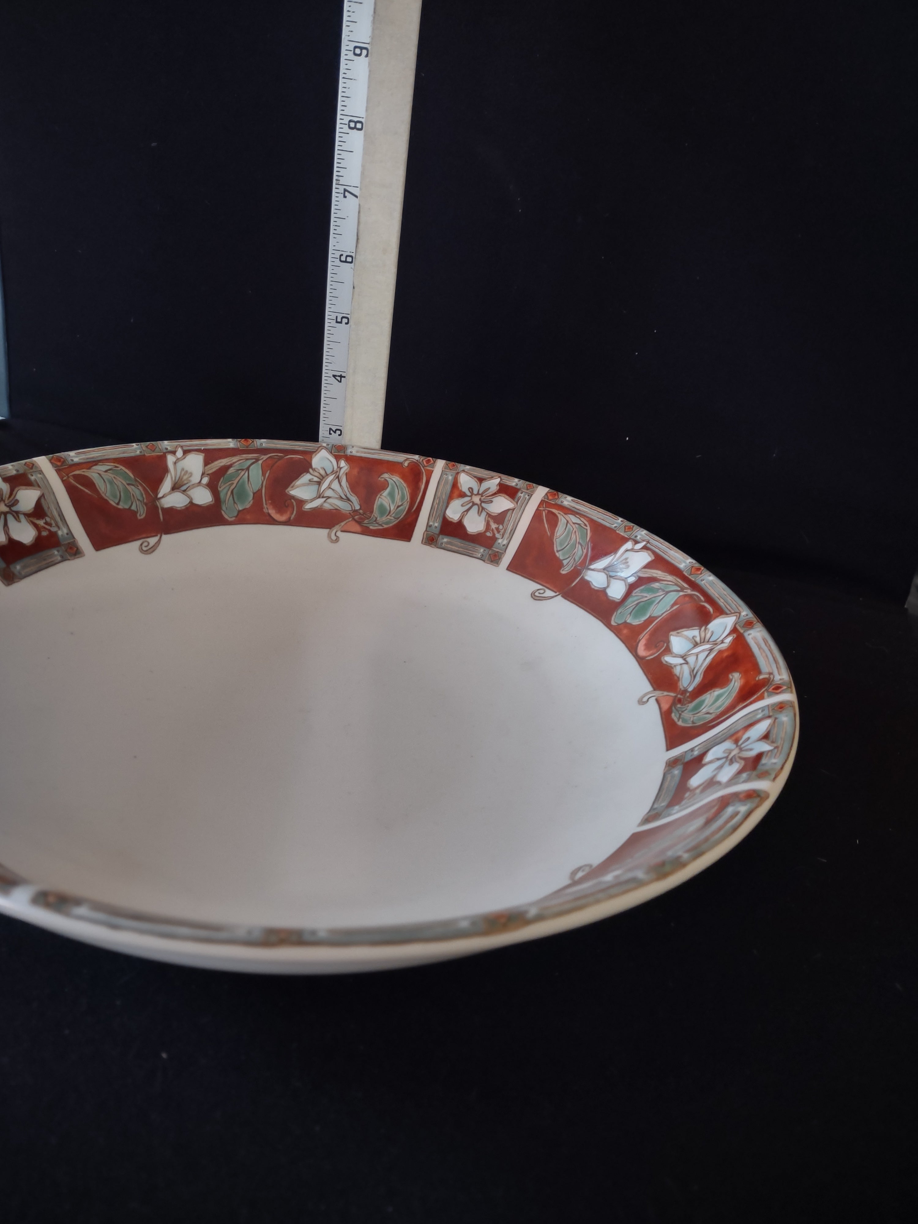 Vintage Pfaltzgraff USA 12" Large Serving Bowl Mission Flower (lot 5270)