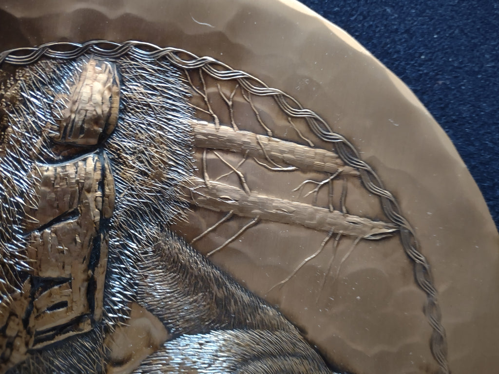 Vintage Grizzly Bear Bronze Plate Animal Kingdom Wendell August Forge (Lot 5722t