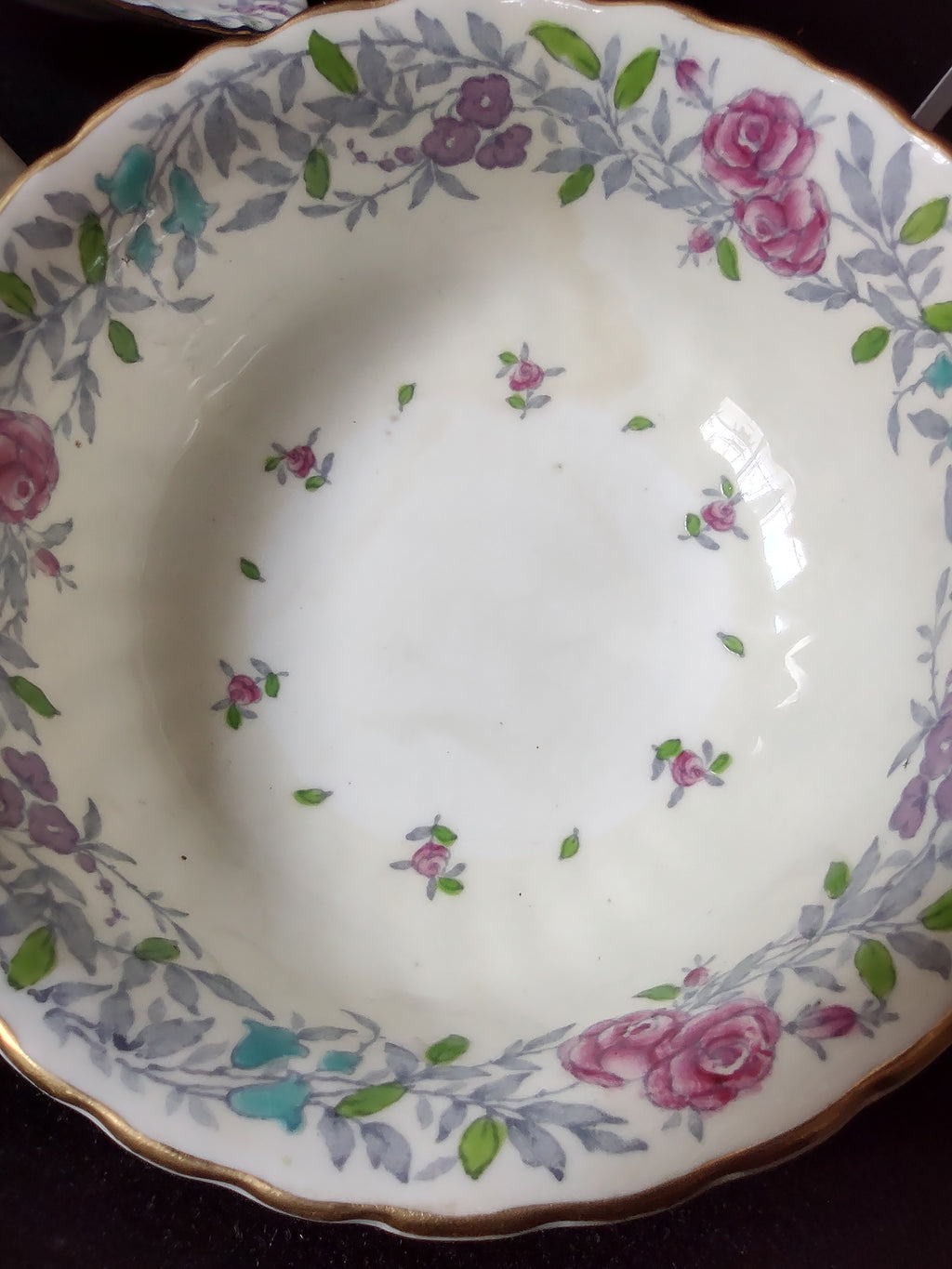 Vintage Minton Printemps Bullion Cup Liner Bone China Floral Gold x2 (Lot 5470)