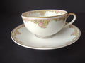 Haviland Limoges Gold Green & Pink Rose Garland Trim Teacup & Saucer (lot 686)