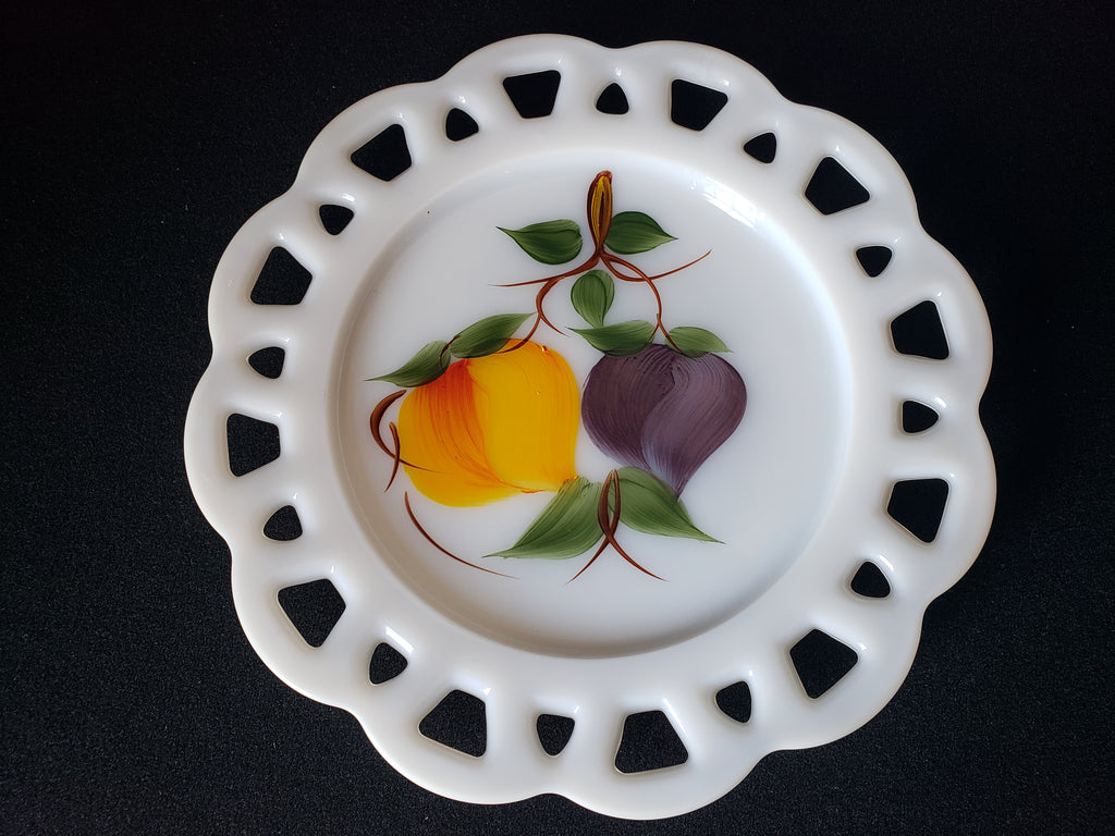 Vintage Westmoreland Peach Plum Motif Milk Glass Wall Plate (lot 2188)
