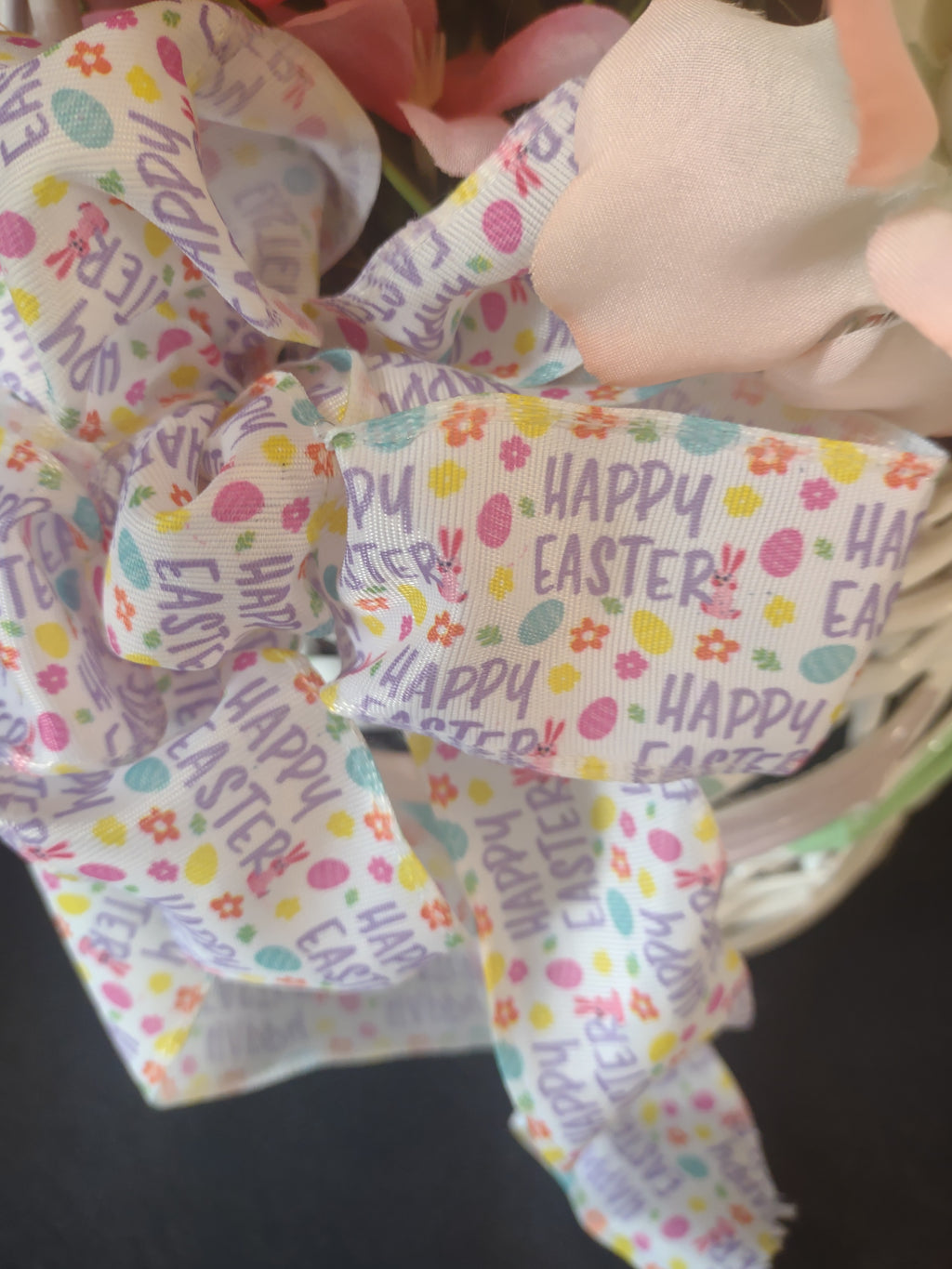 Handmade Easter Flower Bunny Basket 12" (lot 1477)