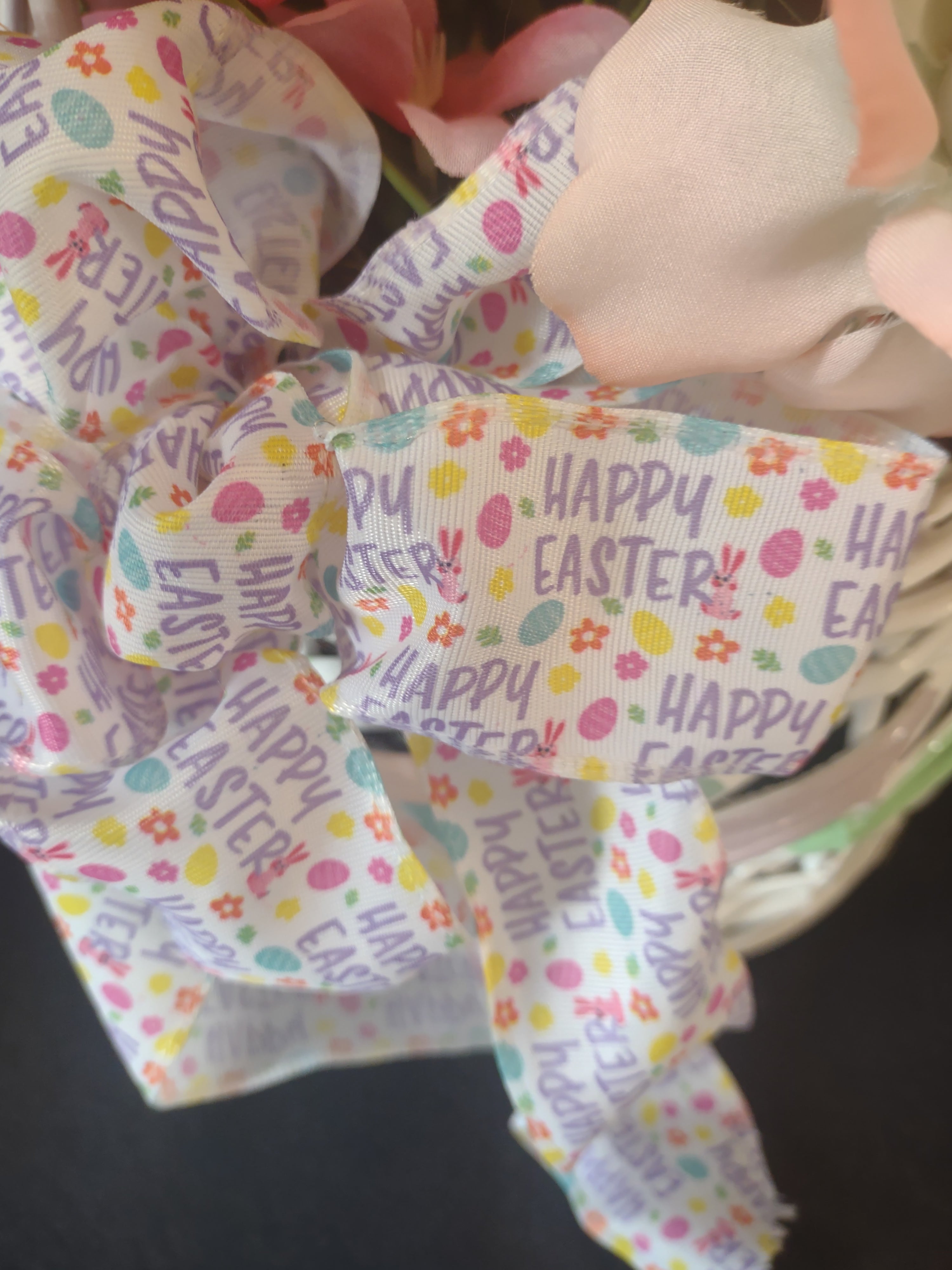 Handmade Easter Flower Bunny Basket 12" (lot 1477)