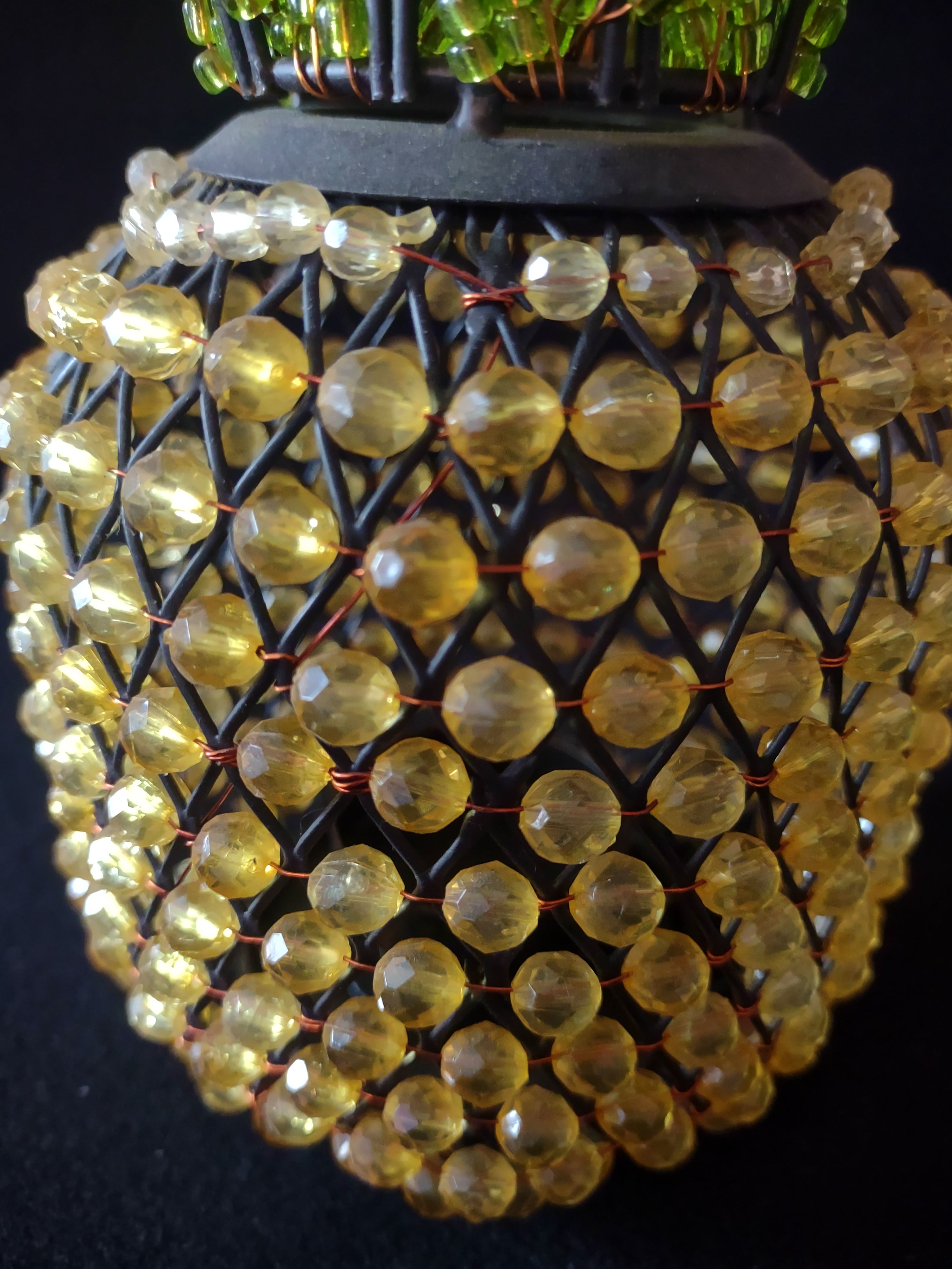 Beaded Pineapple Tea Light Holders Set Of 2 Candle NOT Included (Lot 4573)