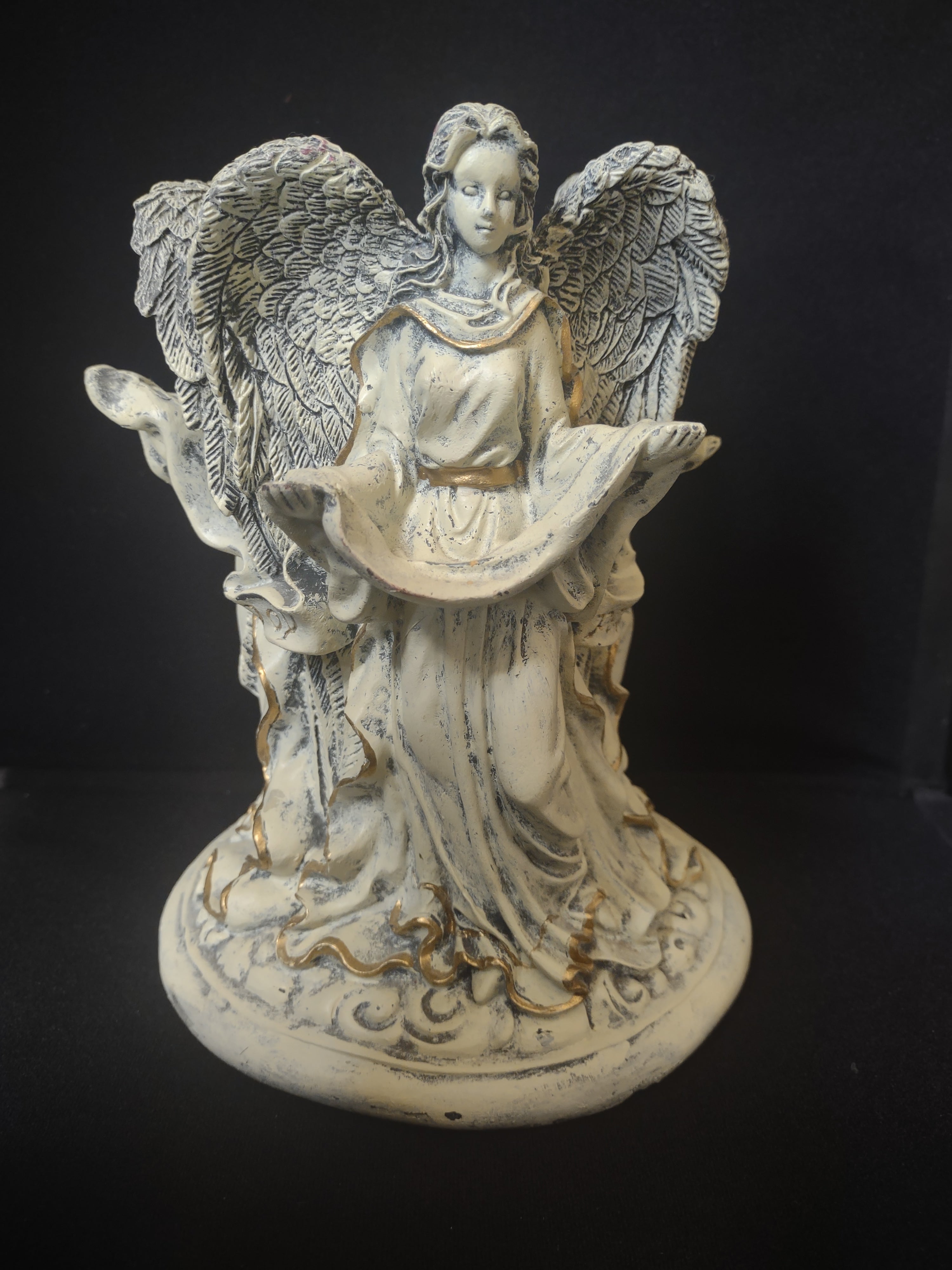 Angel Pillar Candle Stand Peace Love Joy (lot 1699)