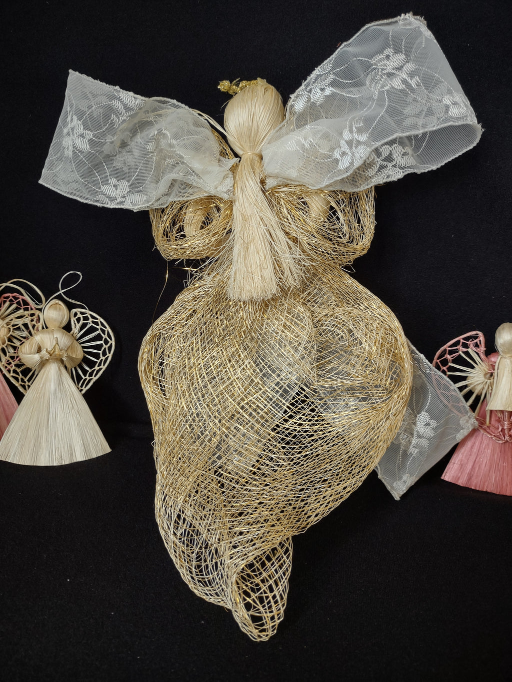 Set of 4 Straw Angels Christmas Ornament (lot 1759)