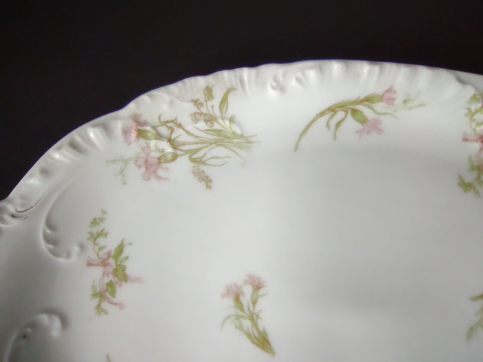 Haviland Limoges Gold Handle Carnation Serving Platter 15-1/2" (lot 340)