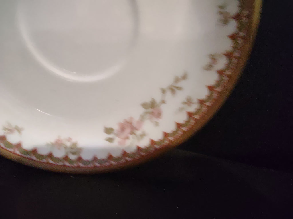 Haviland Limoges French Chic Rose Maroon Green Saucer ONLY (lot 1091)