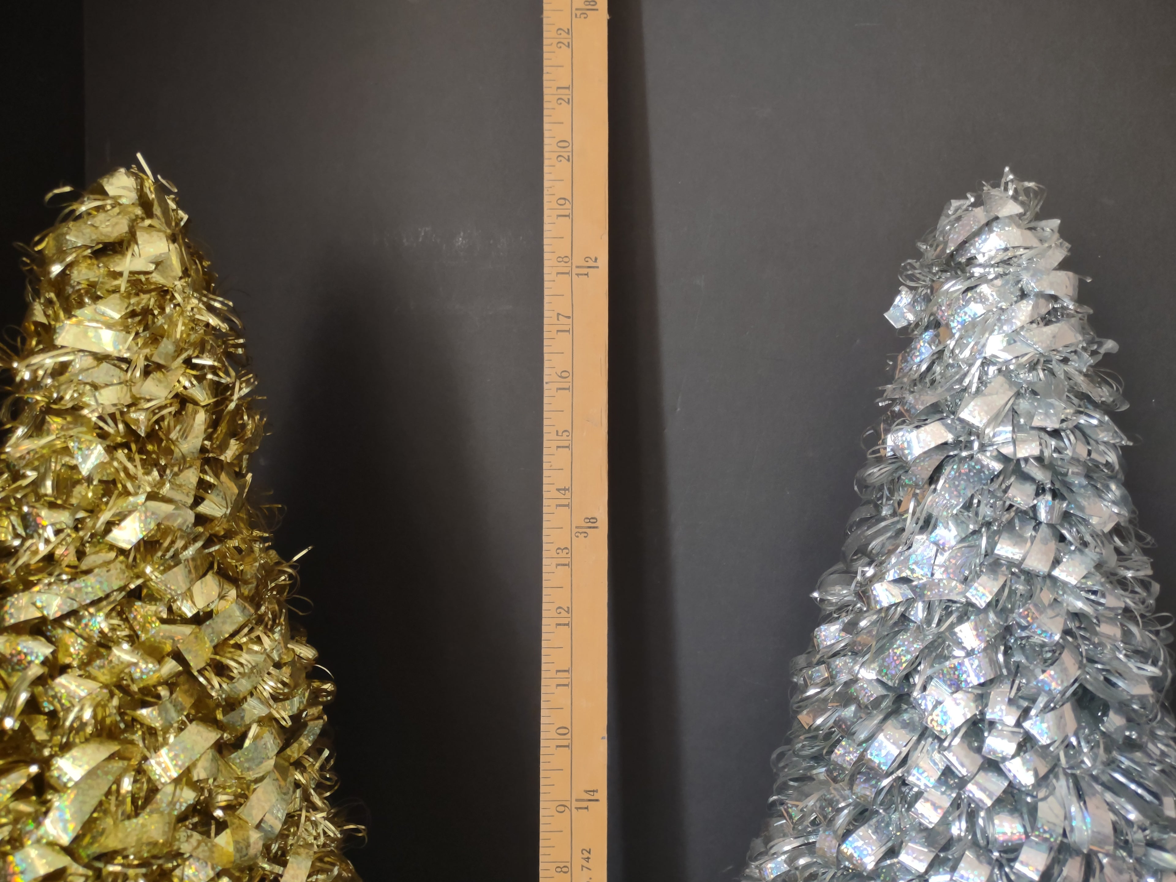 Holographic Tinsel Cone Tabletop Christmas Tree Gold Silver 19" (lot 3178)