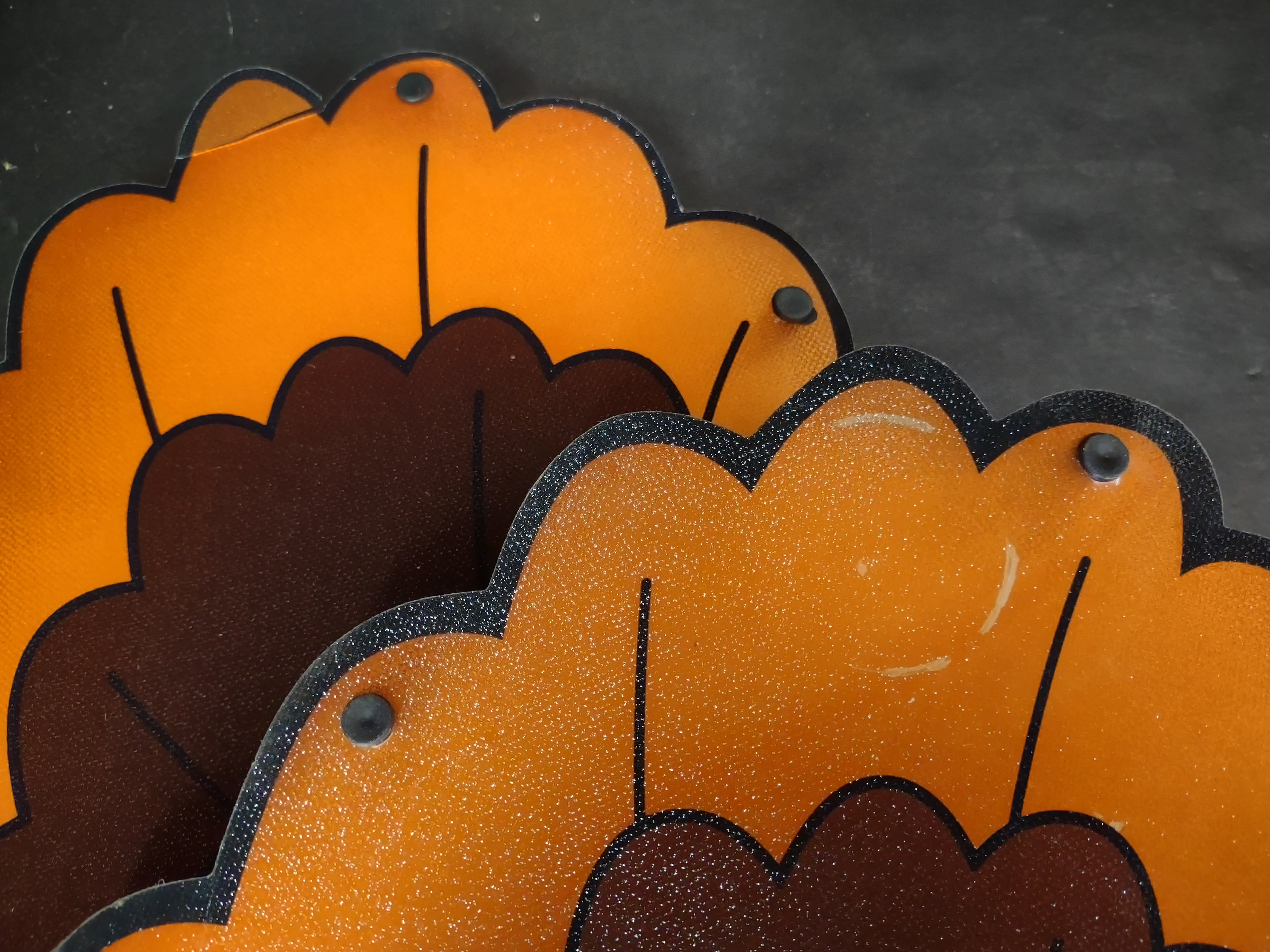 Thanksgiving Turkey x 4 Holographic Window Decor IMPERFECT (lot 3278j)