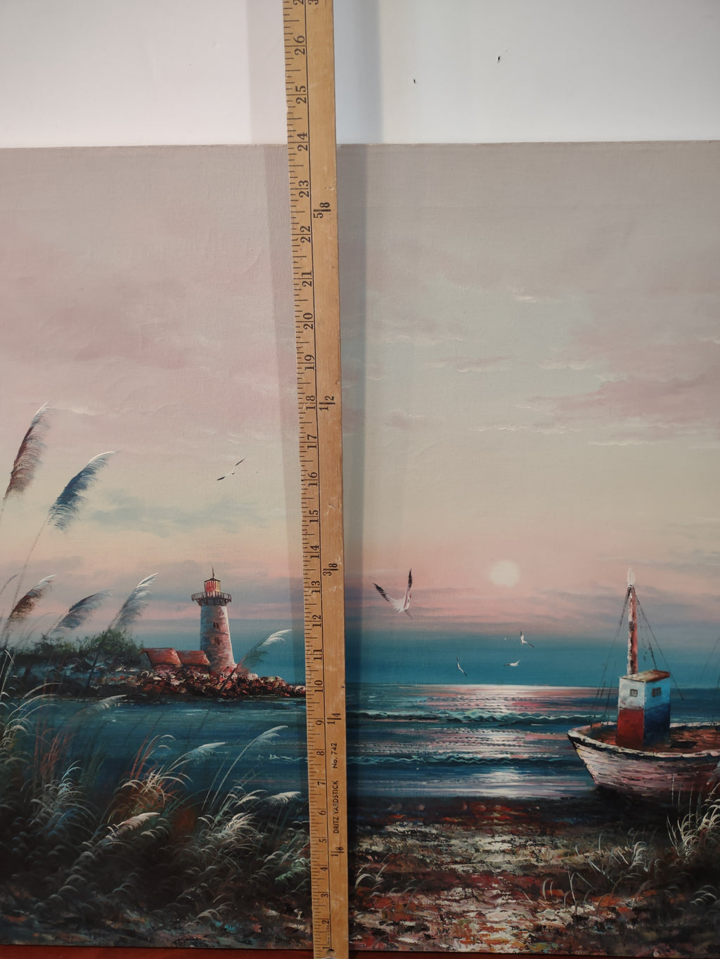 B. Duggan Signed Canvas Oil Painting Seascape Lighthouse 24 x 36 (lot 2633c)