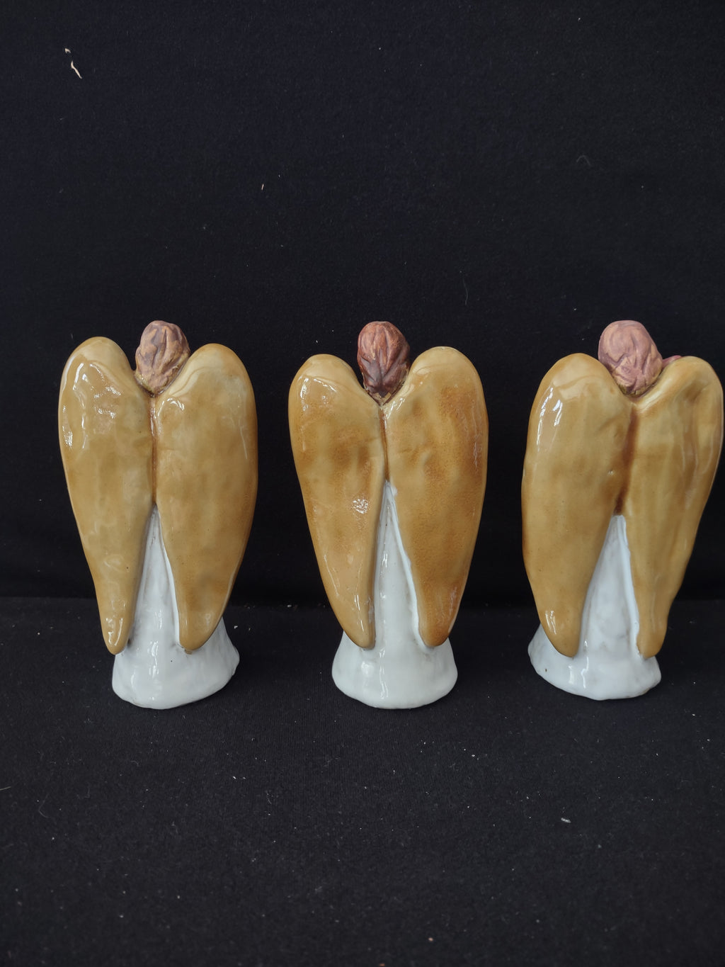 Vintage Ceramic Christmas Angel Figurines Star Gift Bird Set Of 3 (Lot 3843)