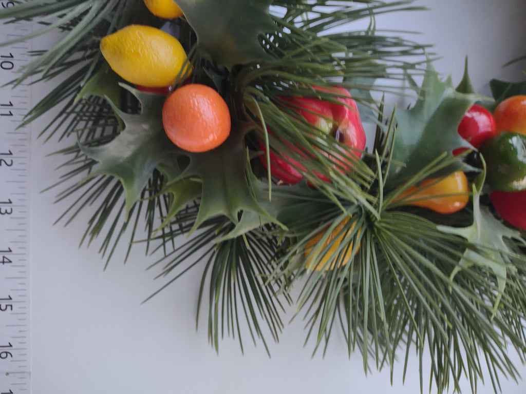 Halloween Artificial Fruit Autumn Fall Green Orange Yellow Wreath 14" (lot 3068)