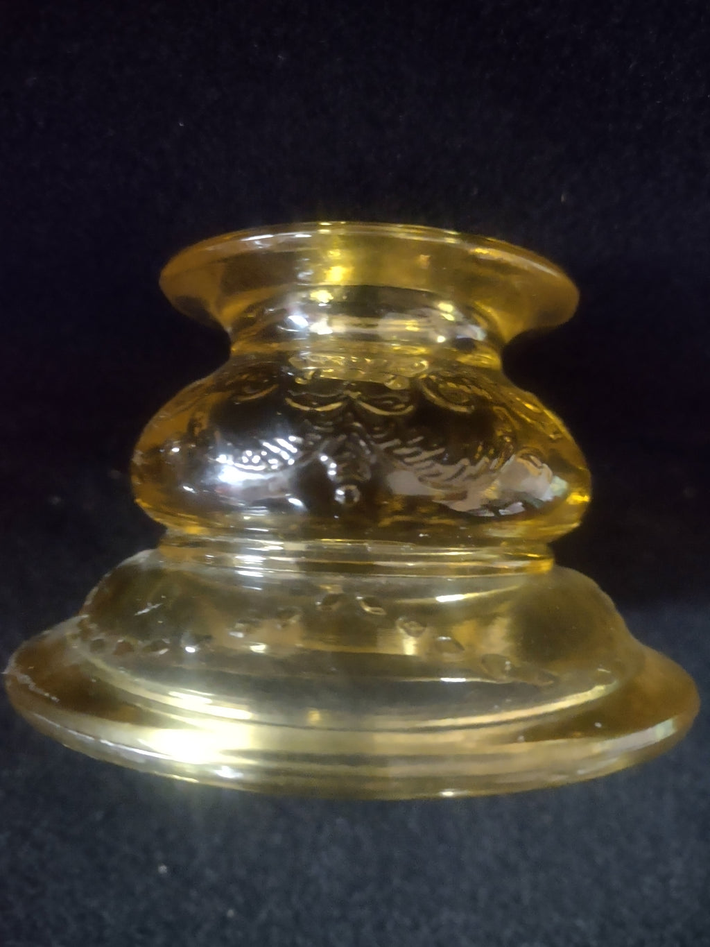 Vintage Federal Depression Glass Madrid Candlestick Holder x 2 Amber (Lot 5309)