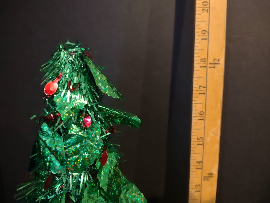 Set of 2 Christmas Tinsel Green Cone Tree Tabletop x 2 (lot 3182)