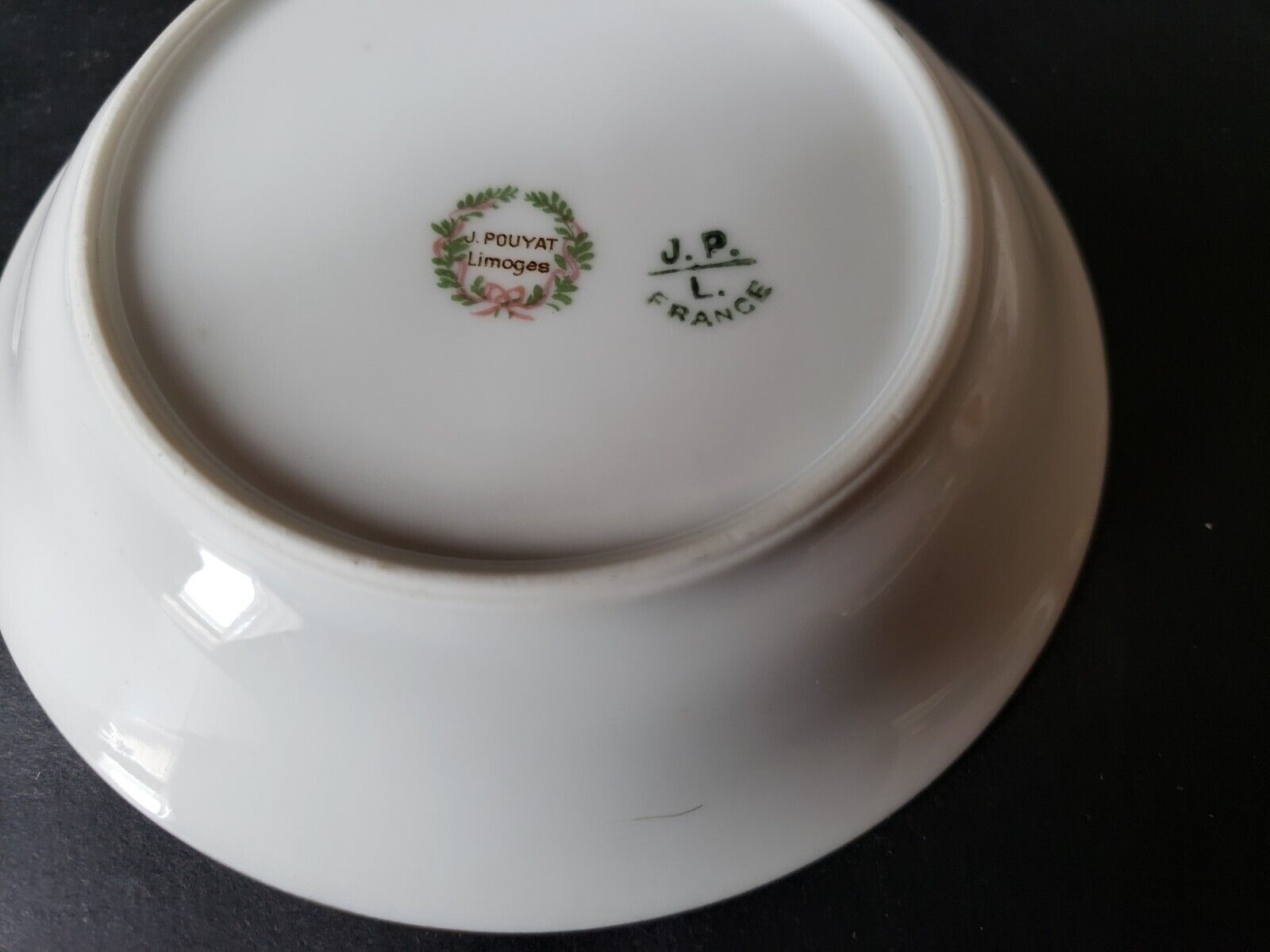JP Limoges France Gold Trim Green Laurel Small Bowl 5" (585-1)