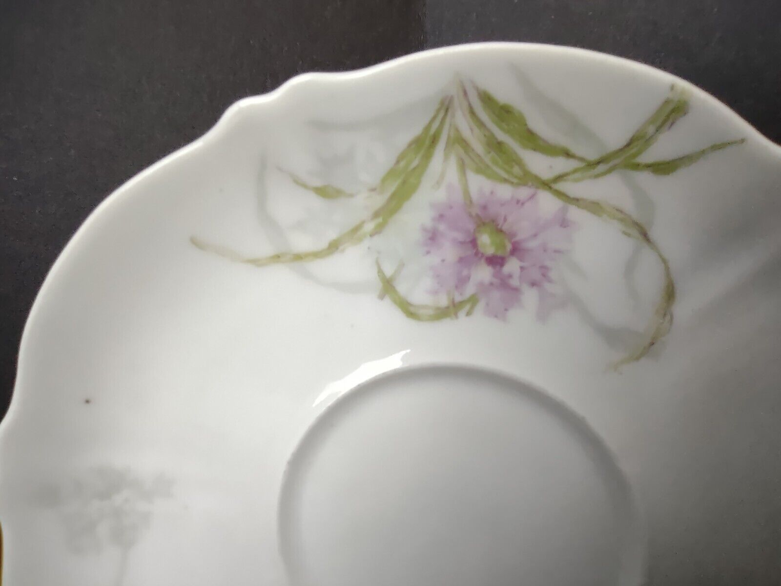 Haviland Limoges France Purple Flower Scalloped Edge White 5-1/4" Saucer lot 725