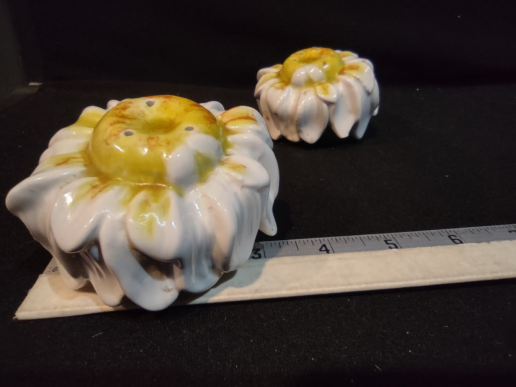 Vintage Salt and Pepper Shaker Ceramic Daisy Made in Italy (lot 5376)