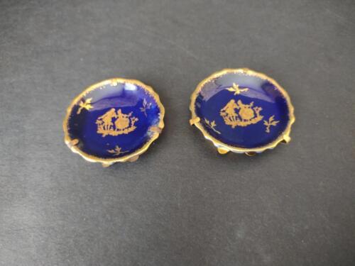 lot 786 Limoges France Cobalt Gold Trim2 x Decoration 1-3/4" Courting Couple