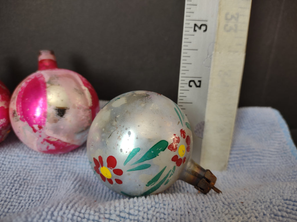 Vintage Christmas Ornament Bulb x 6 Shiny Brite 1-3/4" IMPERFECT (lot 3456)
